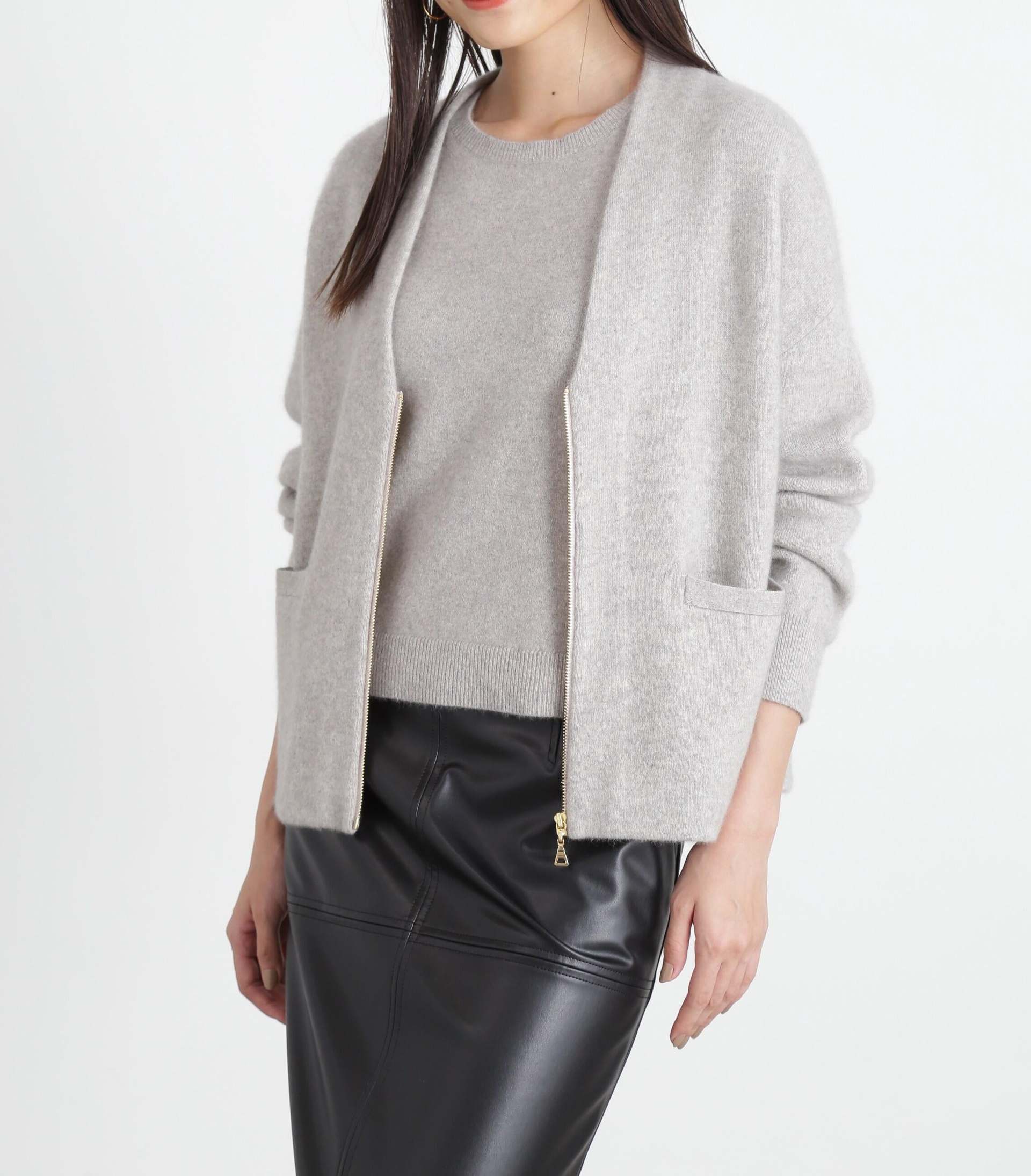 ◆ZIPカーディガン グレー