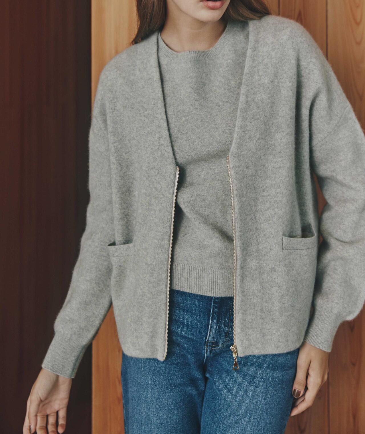 ◆ZIPカーディガン グレー