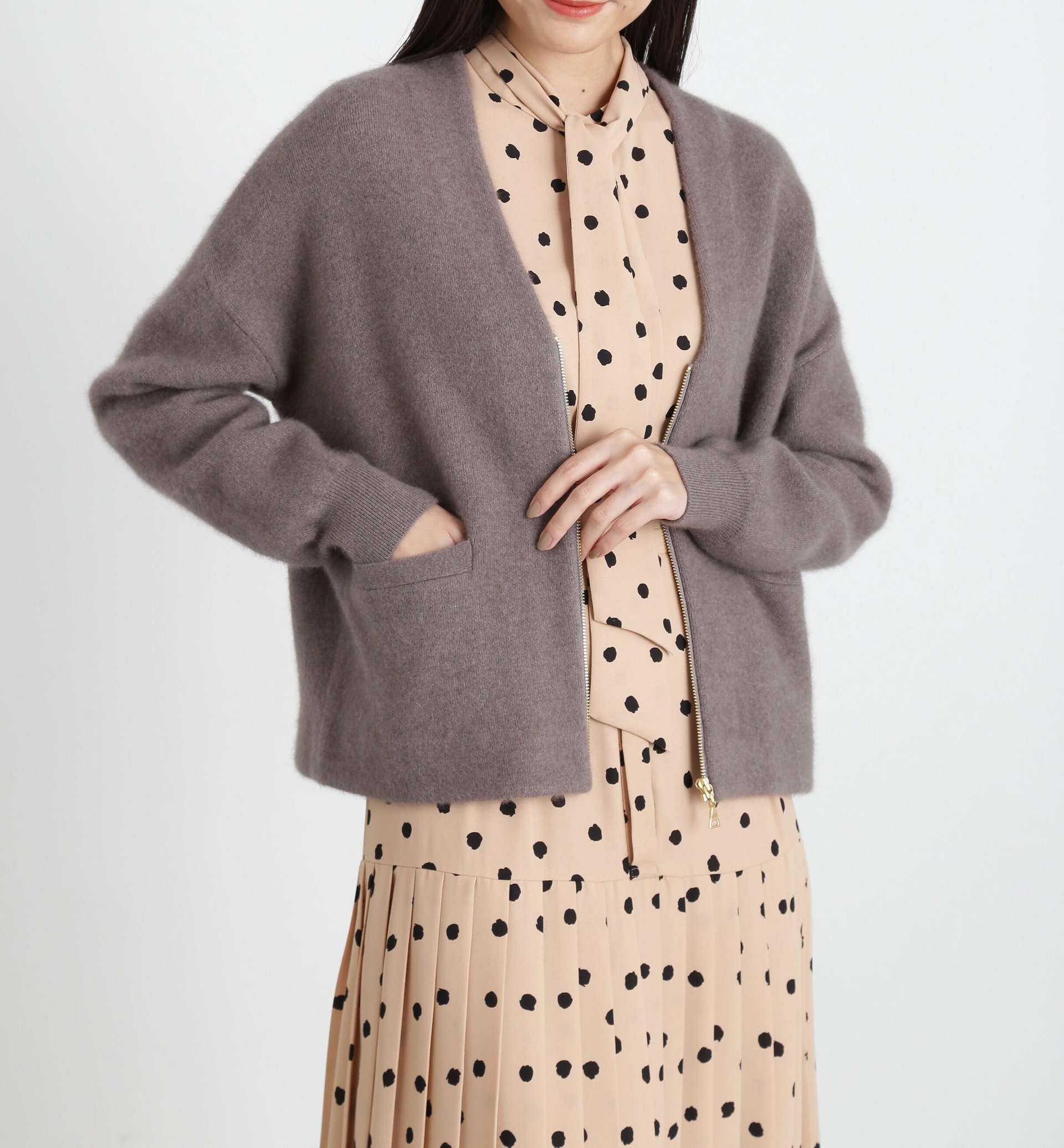 ◆ZIPカーディガン モカ6