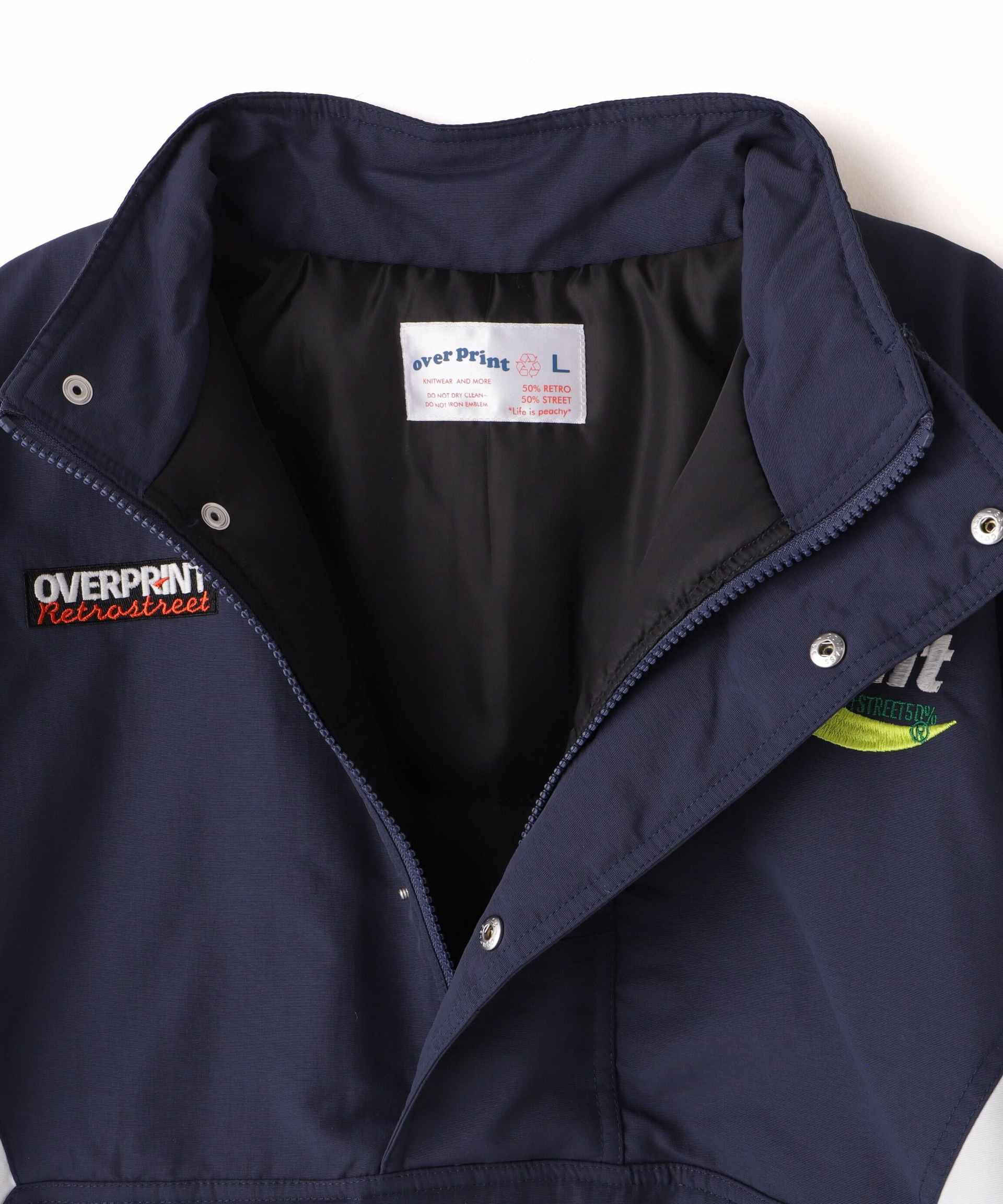 ovepint/オーバープリント/HALF ZIP STADIUM JACKET ネイビー