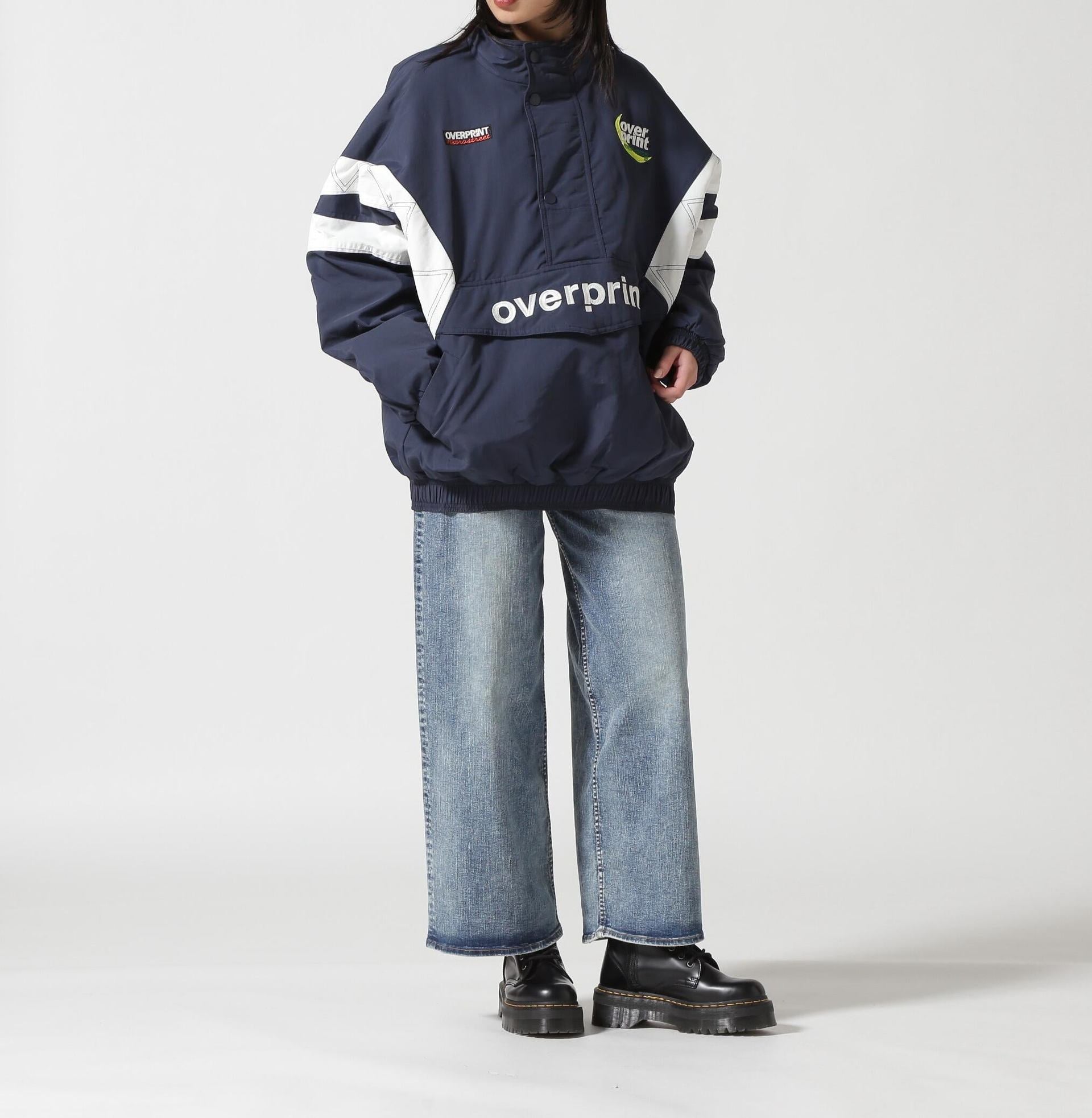 ovepint/オーバープリント/HALF ZIP STADIUM JACKET ネイビー
