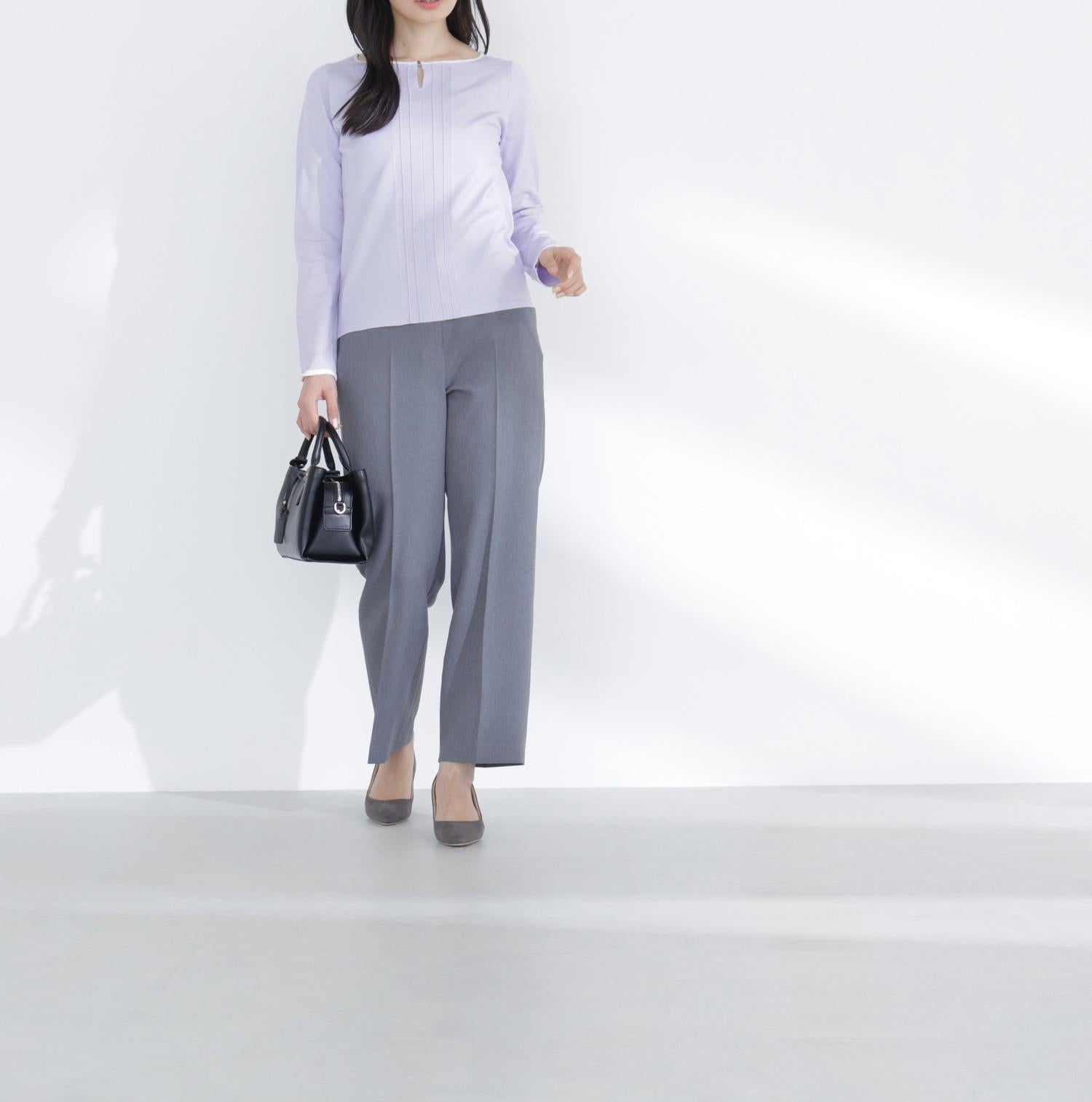 バイカラーフロントタックニット ラベンダー系2