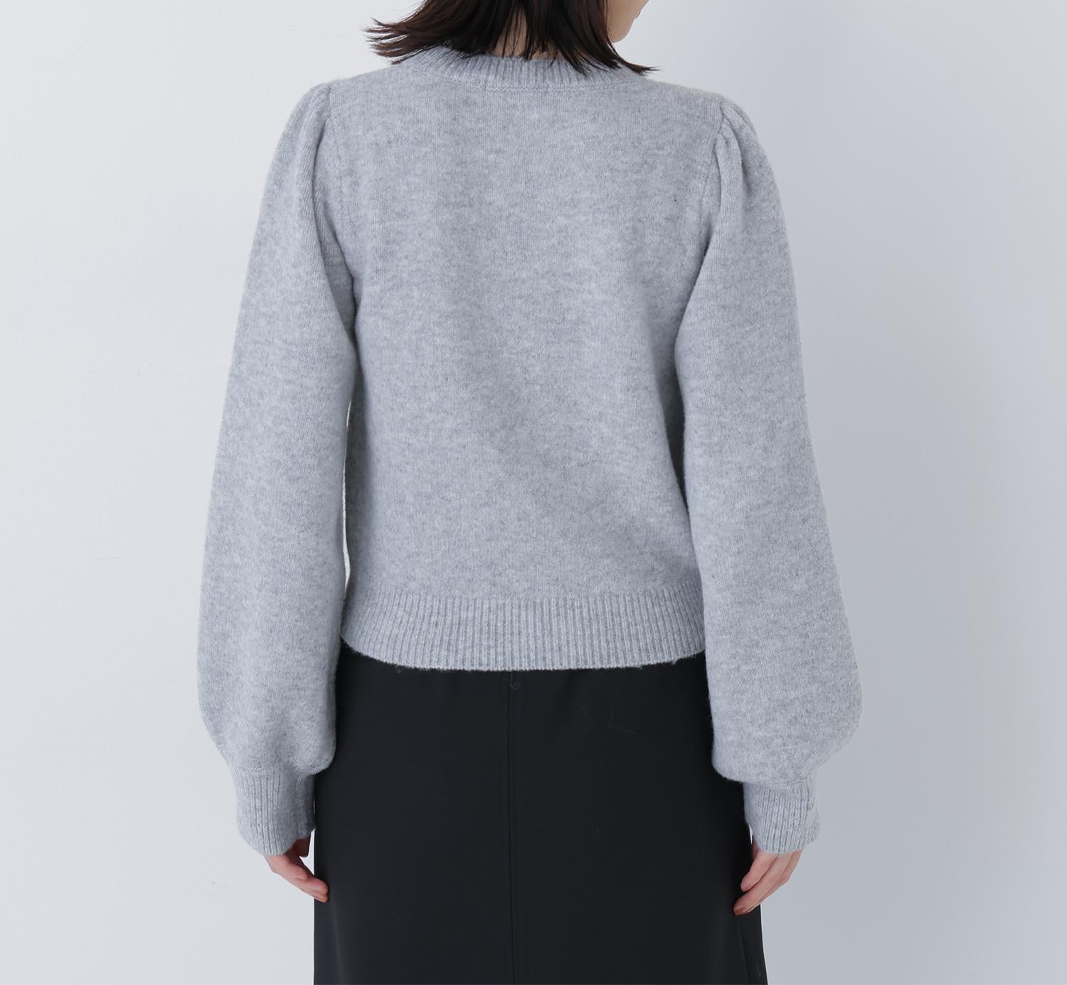 フラワー刺繍ニット グレー