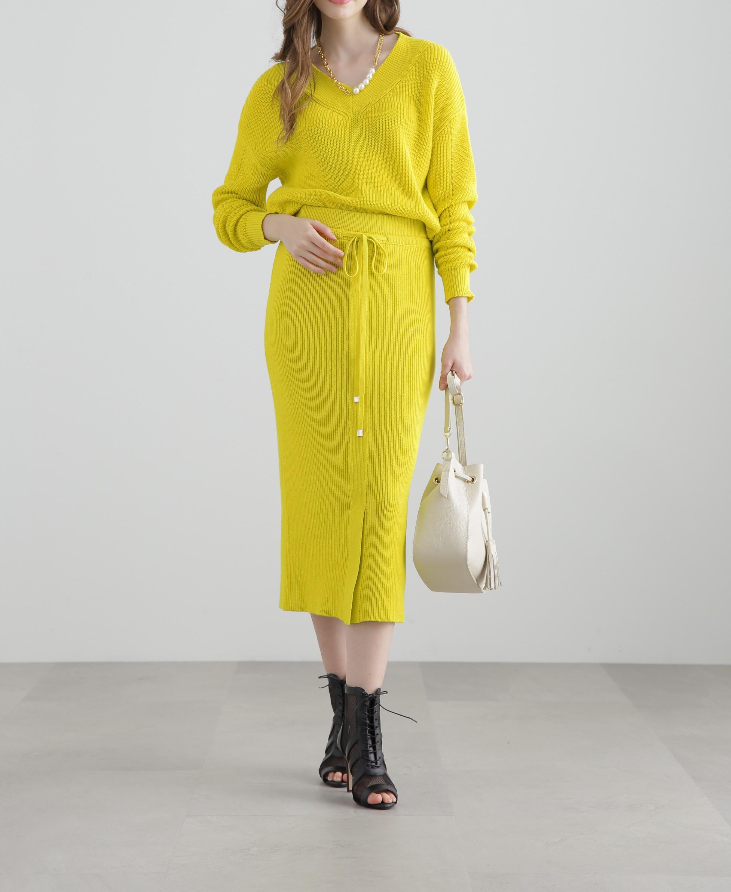 ◆ローゲージコットンアップスカート イエロー