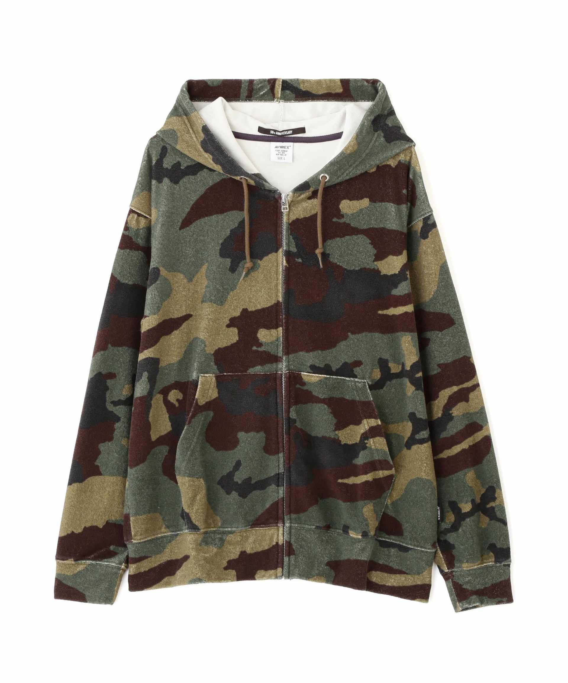 《直営店限定》PILE CAMO ZIP UP HOODIE / パイル カモ ジップアップ フーディー / AVI>EX /  カモ4