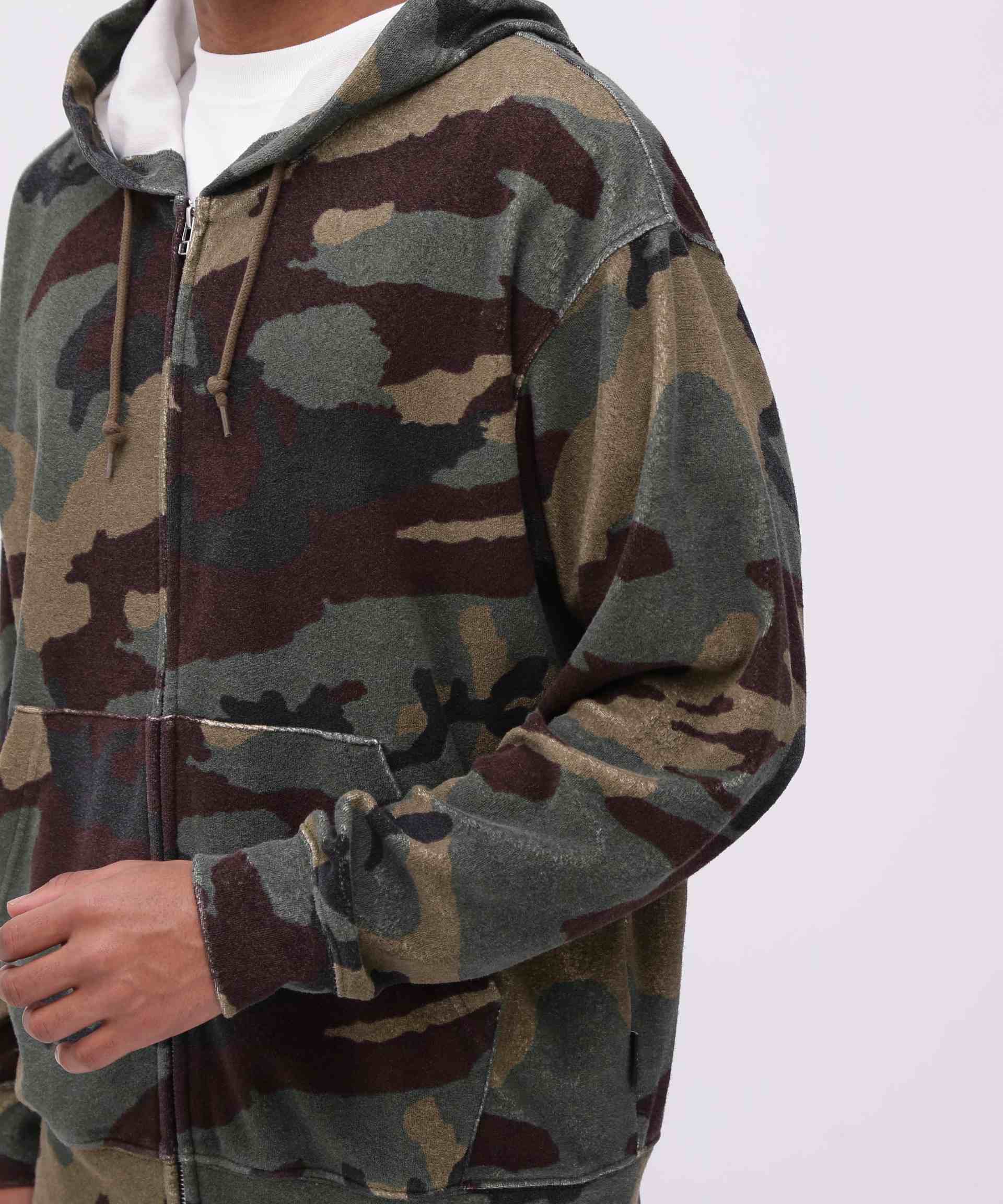 《直営店限定》PILE CAMO ZIP UP HOODIE / パイル カモ ジップアップ フーディー / AVI>EX /  カモ4