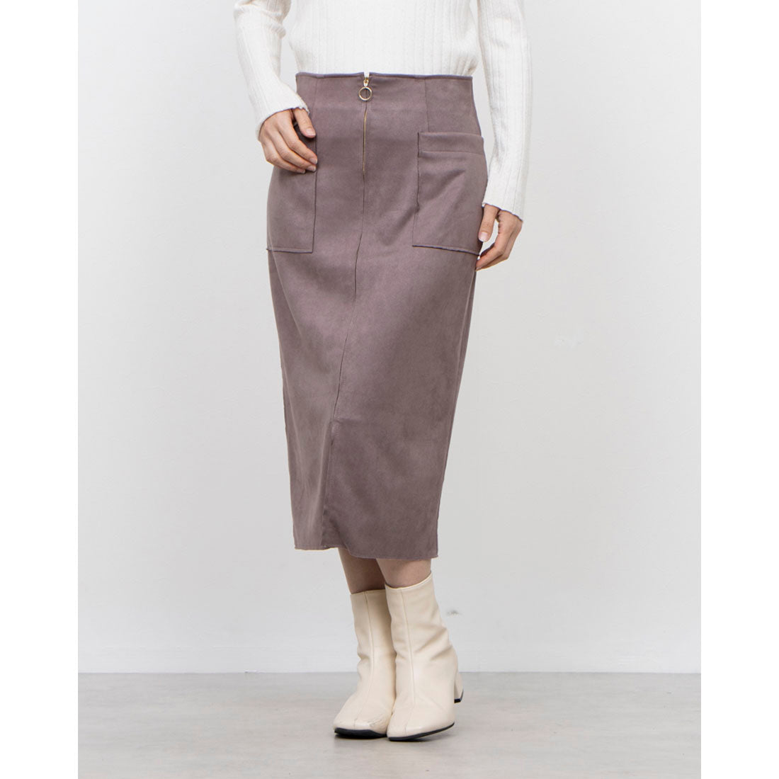 トゥエルブアジェンダ 12Twelve Agenda フェイクスエード両ポケタイトスカート （ピンク） ピンク