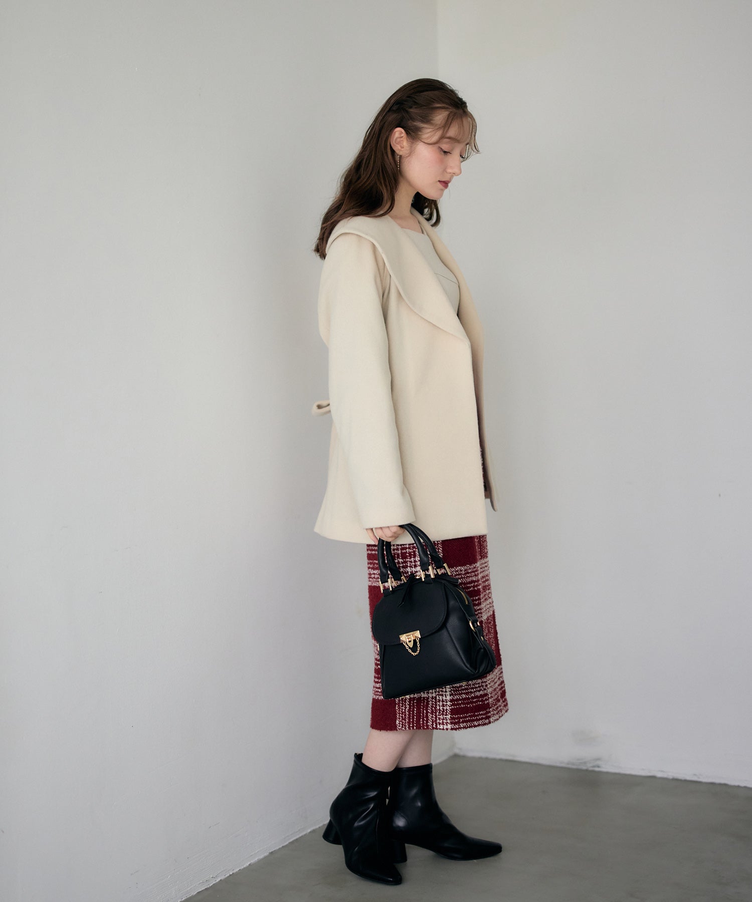 トゥエルブアジェンダ 12Twelve Agenda サッシュ付ビッグカラーハーフコート （イエロー） イエロー
