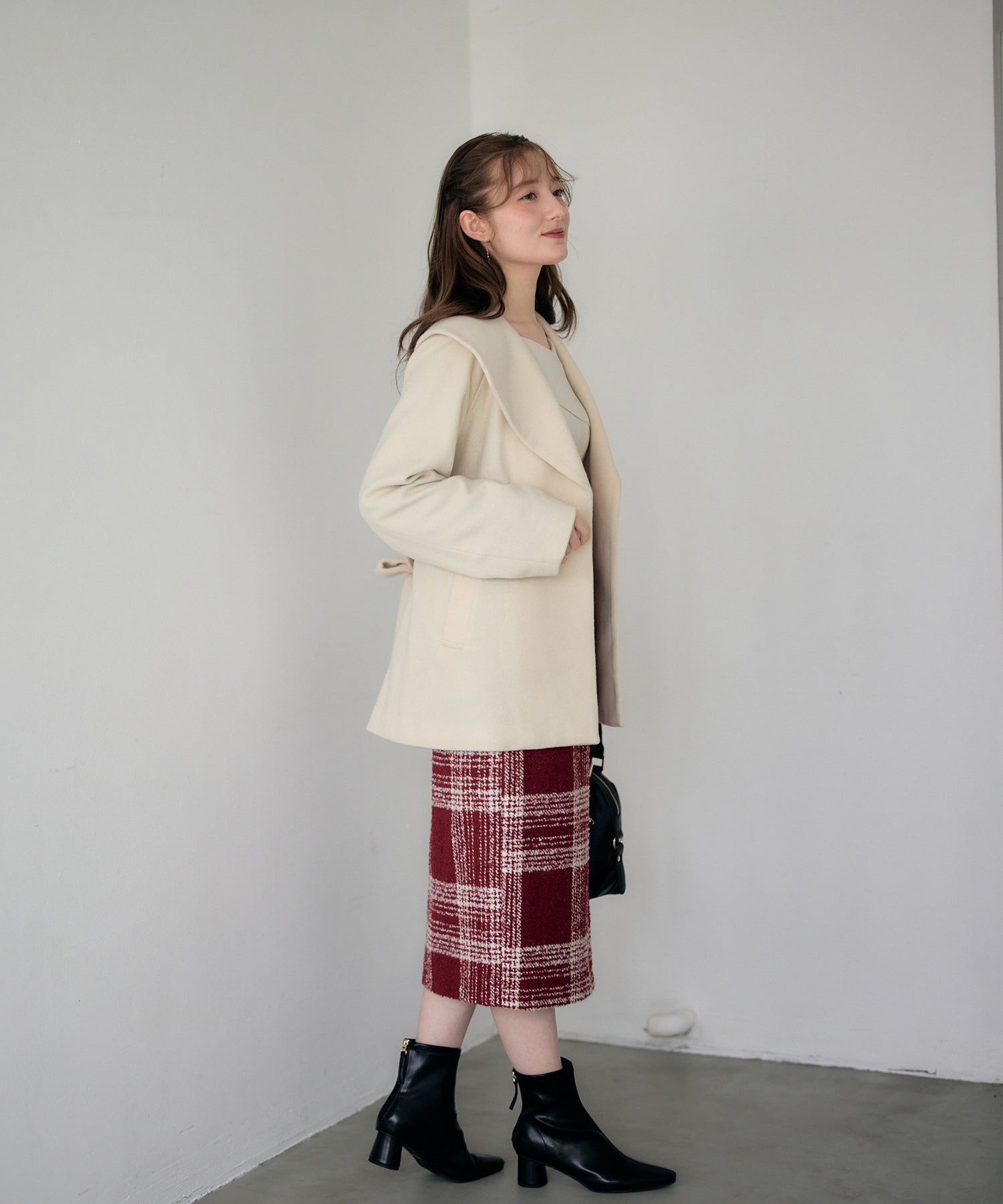 トゥエルブアジェンダ 12Twelve Agenda サッシュ付ビッグカラーハーフコート （イエロー） イエロー