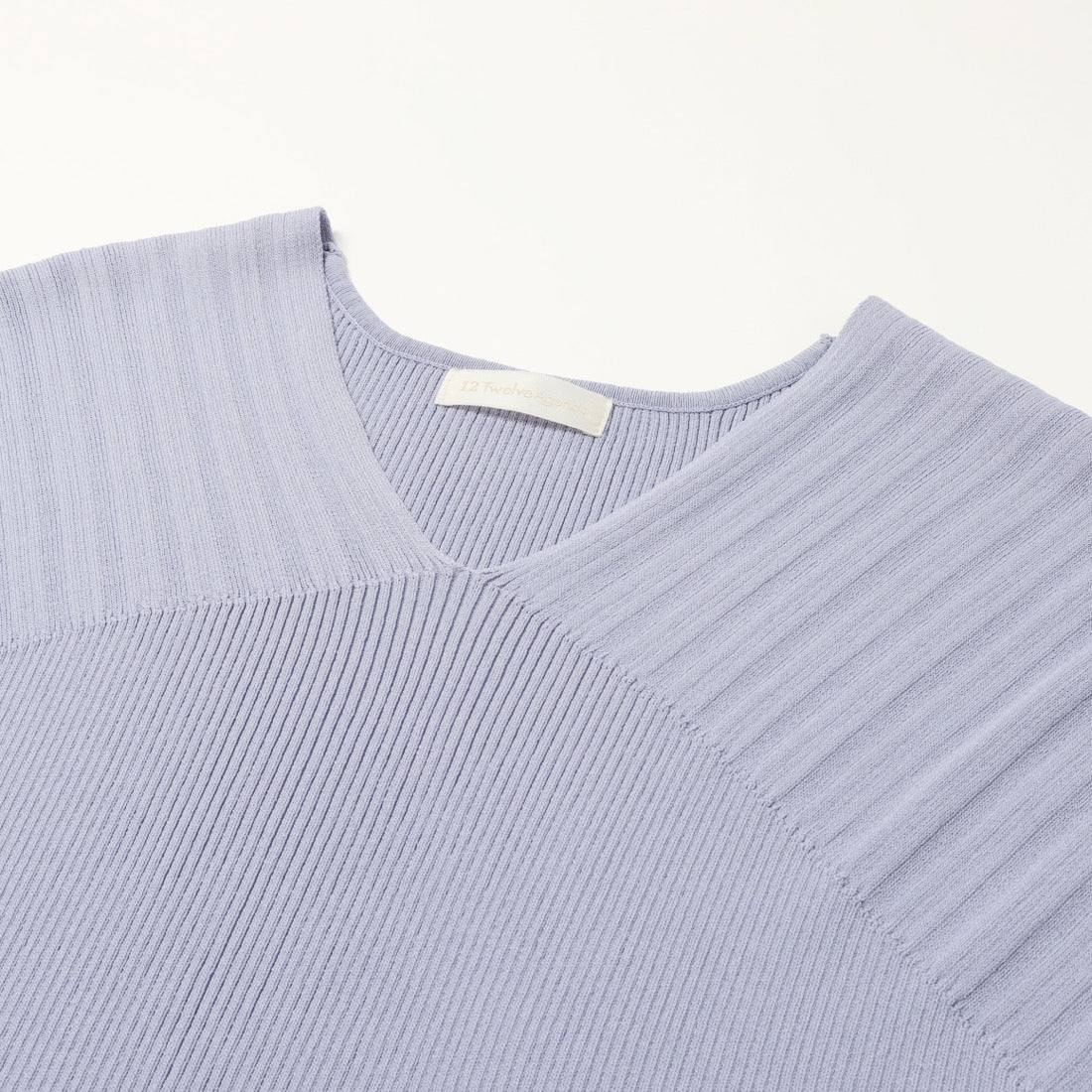 トゥエルブアジェンダ 12Twelve Agenda Vネックリブ切替ニットプルオーバー （グリーン） グリーン