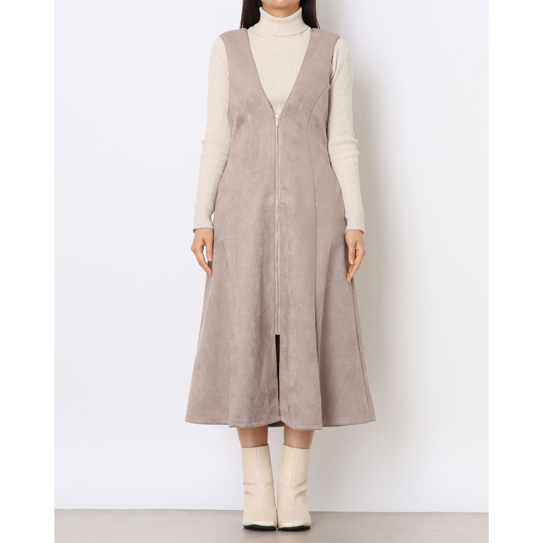 トゥエルブアジェンダ 12Twelve Agenda フェイクスエード前ZIPフレアジャンスカ （ブラウン） ブラウン