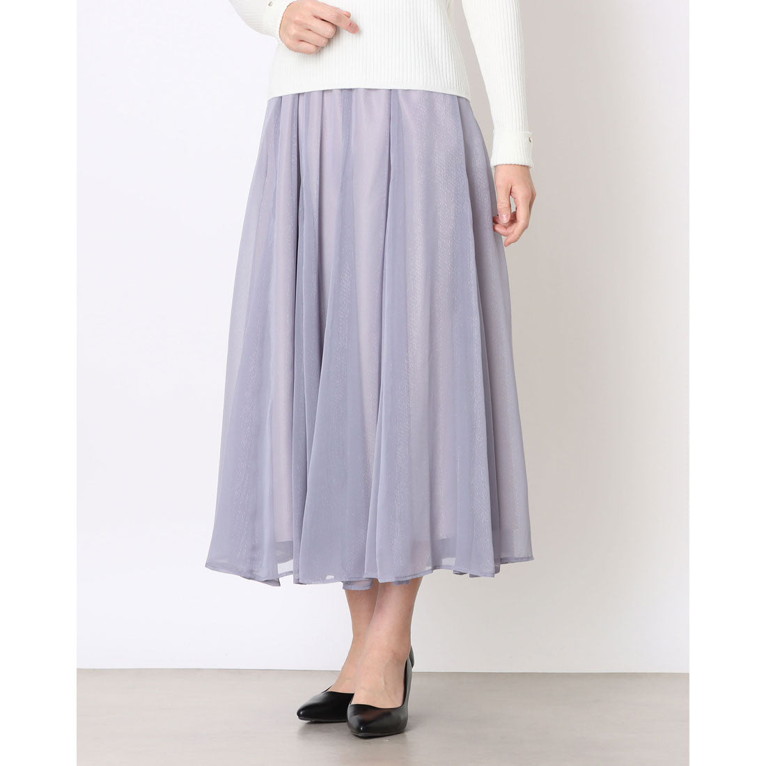 トゥエルブアジェンダ 12Twelve Agenda シャイニーシアーボリュームスカート （ブルー） ブルー