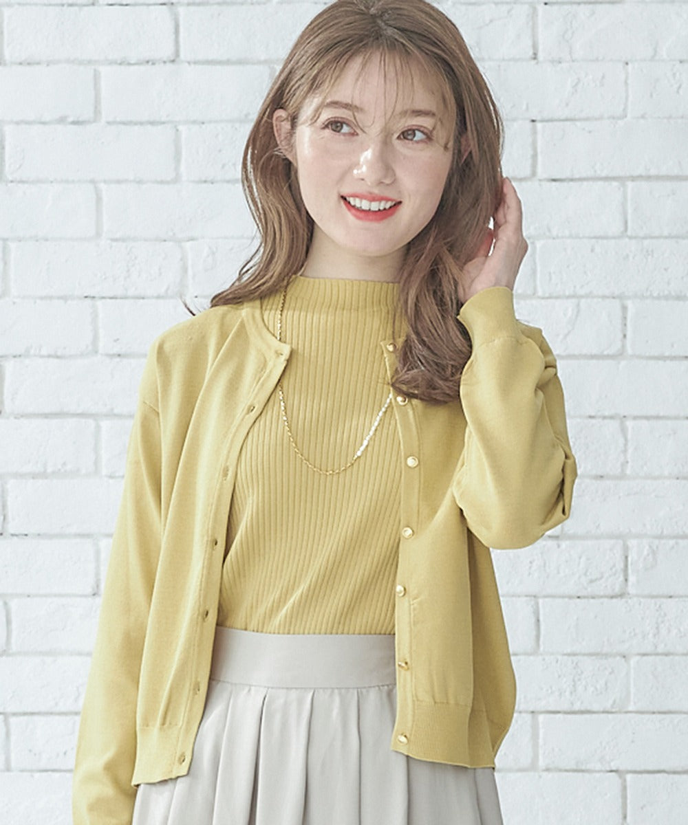 トゥエルブアジェンダ 12Twelve Agenda クルーネック金釦ニットカーディガン （イエロー） イエロー