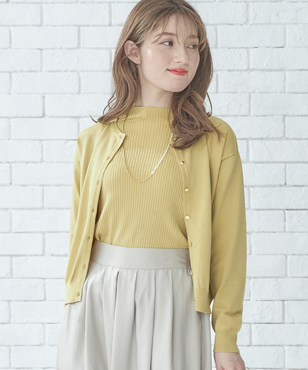 トゥエルブアジェンダ 12Twelve Agenda クルーネック金釦ニットカーディガン （イエロー） イエロー