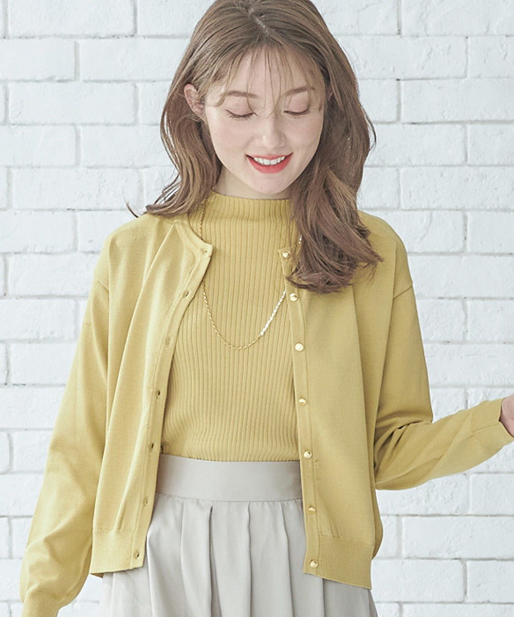 トゥエルブアジェンダ 12Twelve Agenda クルーネック金釦ニットカーディガン （イエロー） イエロー