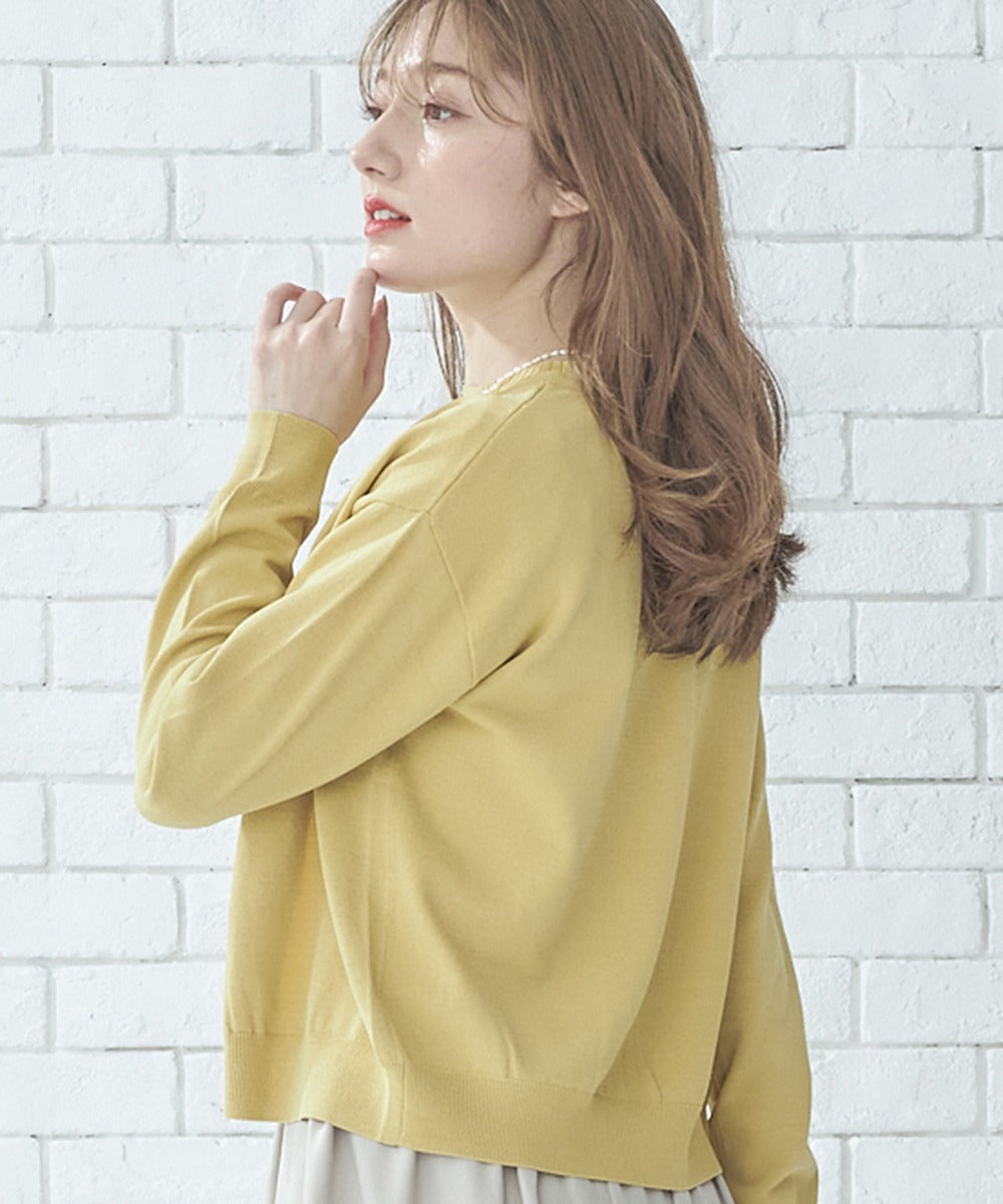 トゥエルブアジェンダ 12Twelve Agenda クルーネック金釦ニットカーディガン （イエロー） イエロー