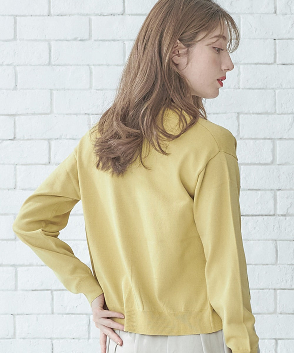 トゥエルブアジェンダ 12Twelve Agenda クルーネック金釦ニットカーディガン （イエロー） イエロー