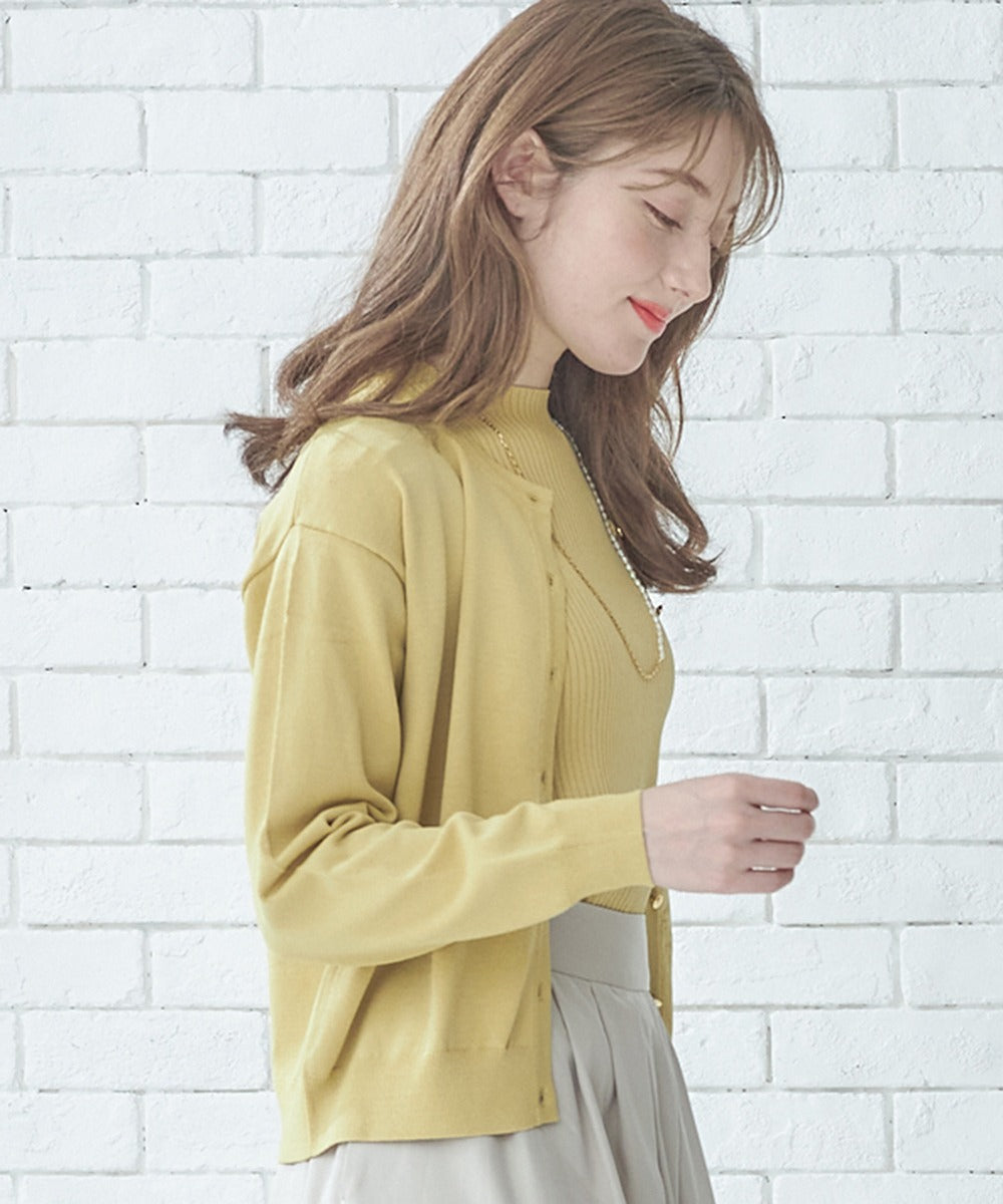 トゥエルブアジェンダ 12Twelve Agenda クルーネック金釦ニットカーディガン （イエロー） イエロー