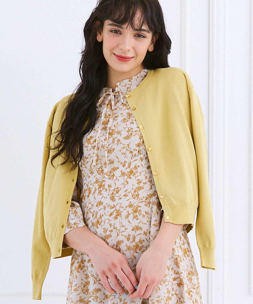 トゥエルブアジェンダ 12Twelve Agenda クルーネック金釦ニットカーディガン （イエロー） イエロー