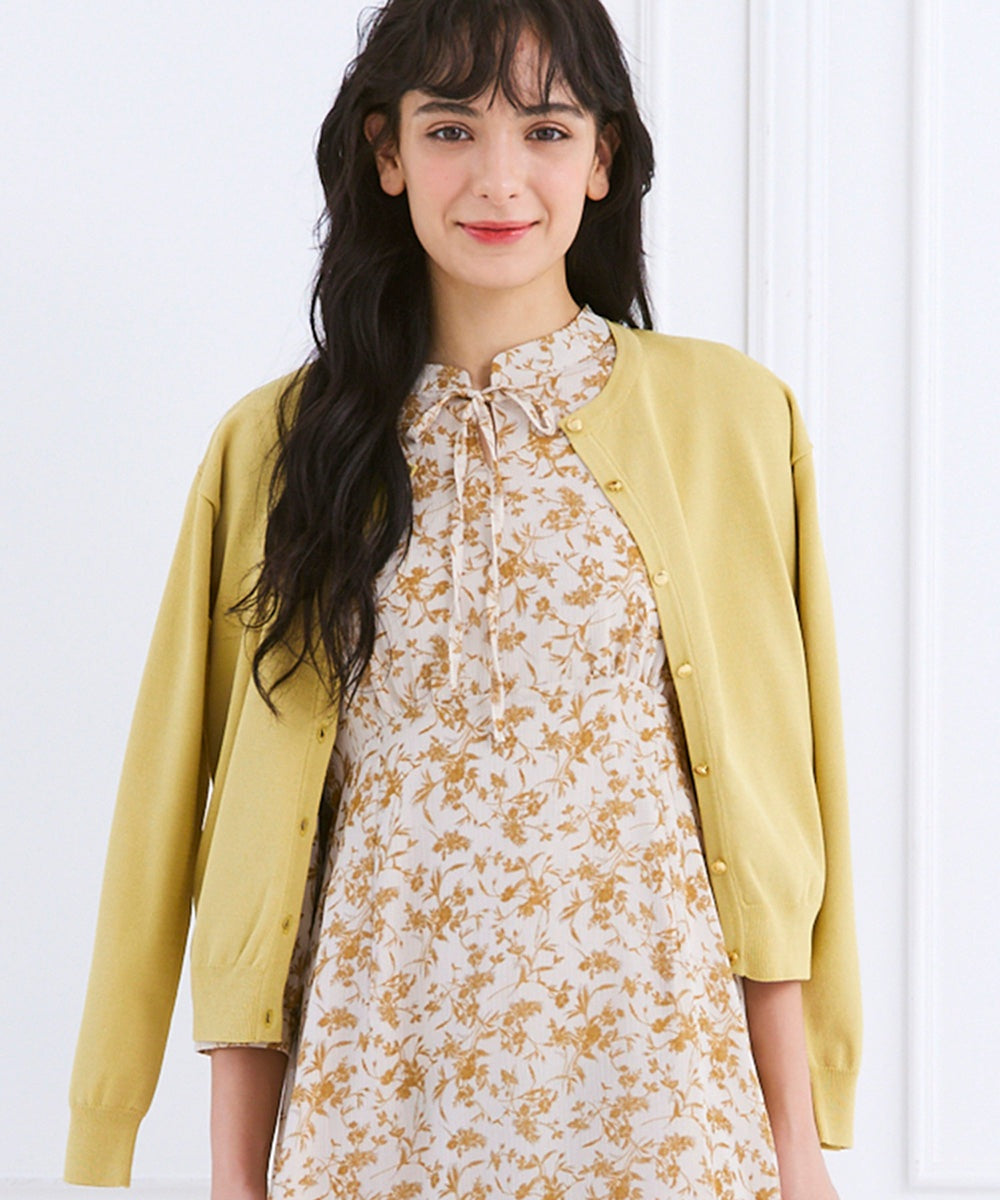 トゥエルブアジェンダ 12Twelve Agenda クルーネック金釦ニットカーディガン （イエロー） イエロー