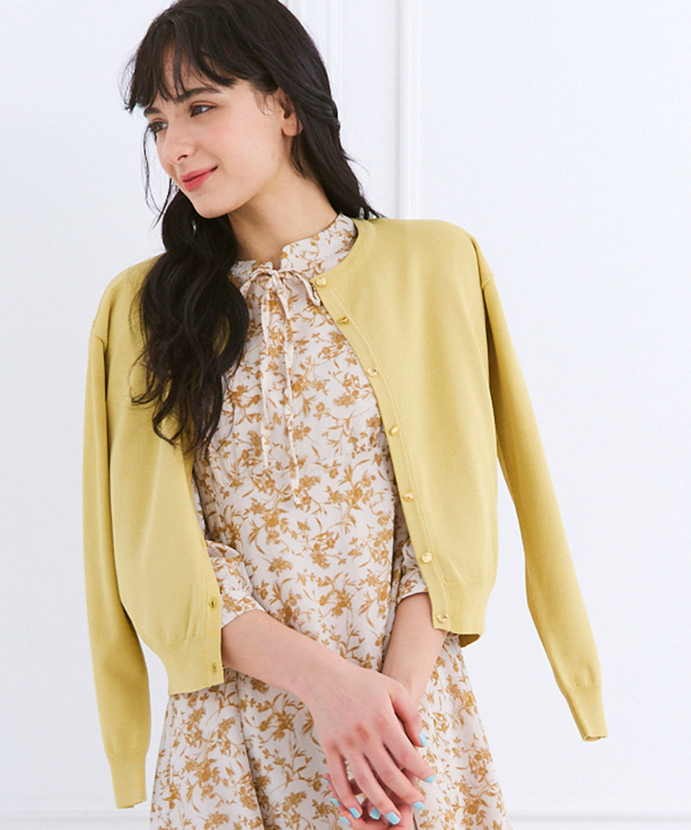 トゥエルブアジェンダ 12Twelve Agenda クルーネック金釦ニットカーディガン （イエロー） イエロー