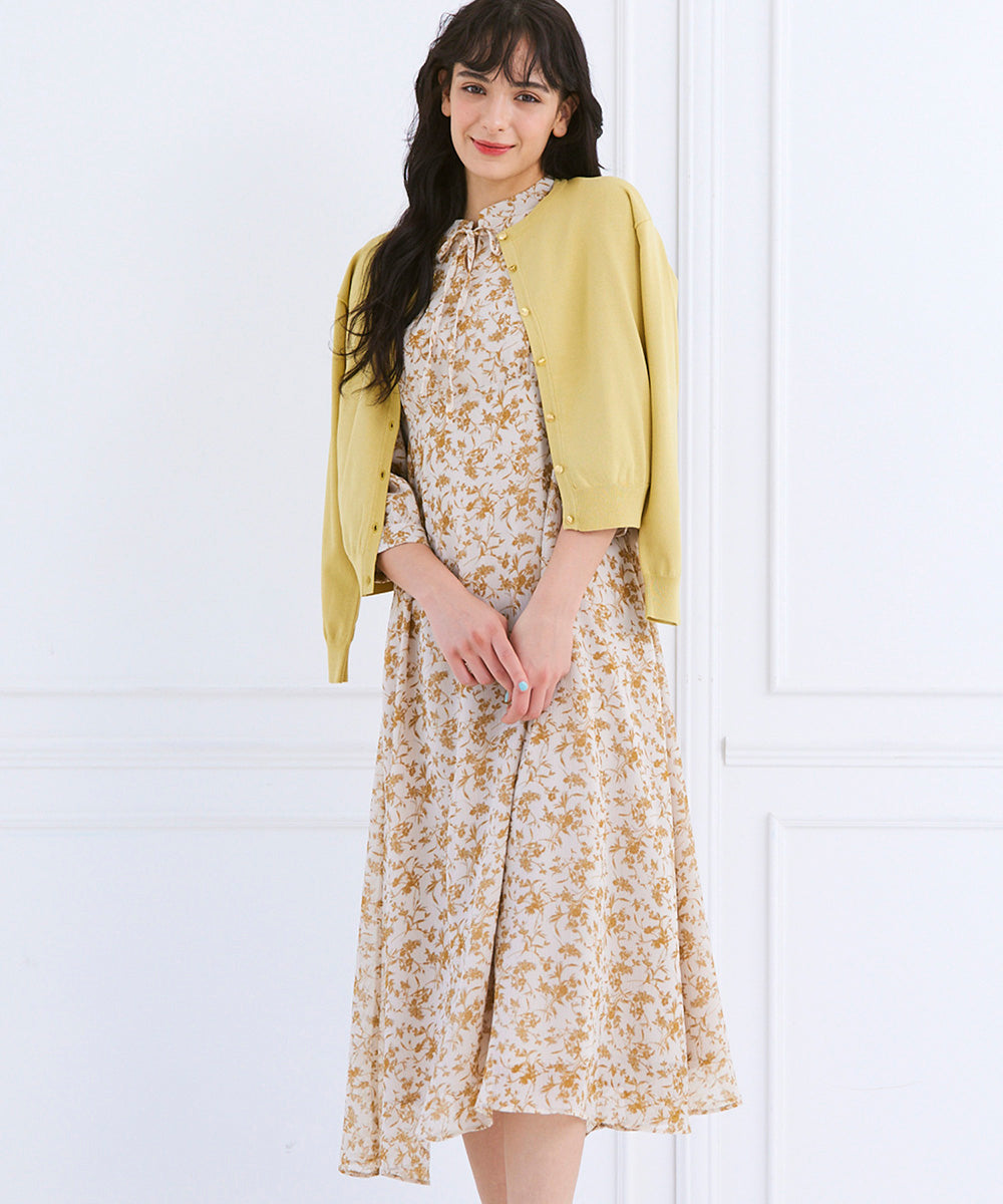 トゥエルブアジェンダ 12Twelve Agenda クルーネック金釦ニットカーディガン （イエロー） イエロー