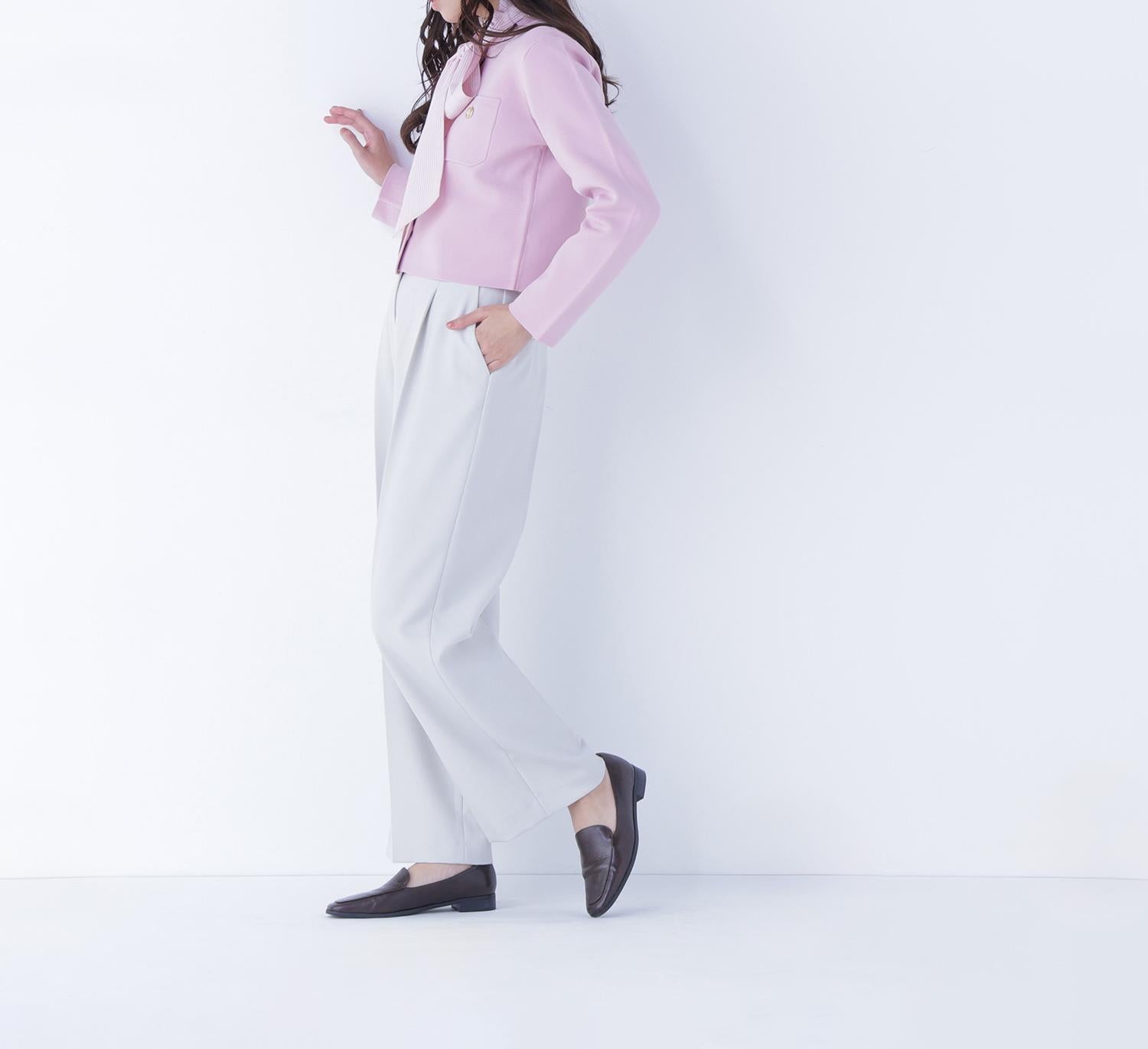 エンブレムボタンニットジャケット ピンク