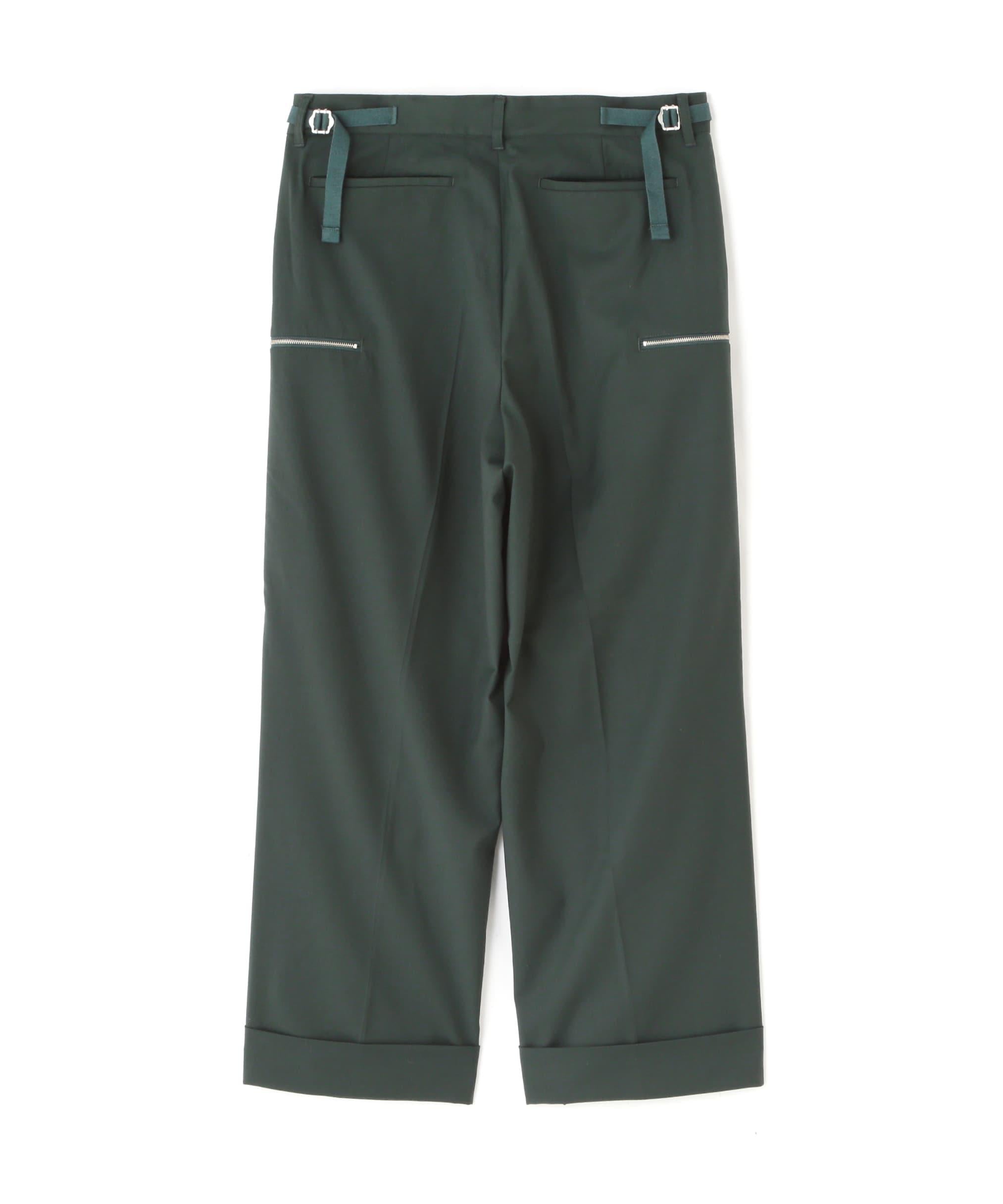 Dankeschon/ダンケシェーン/T> ZIP WIDE PANTS/ジップワイドパンツ グリーン