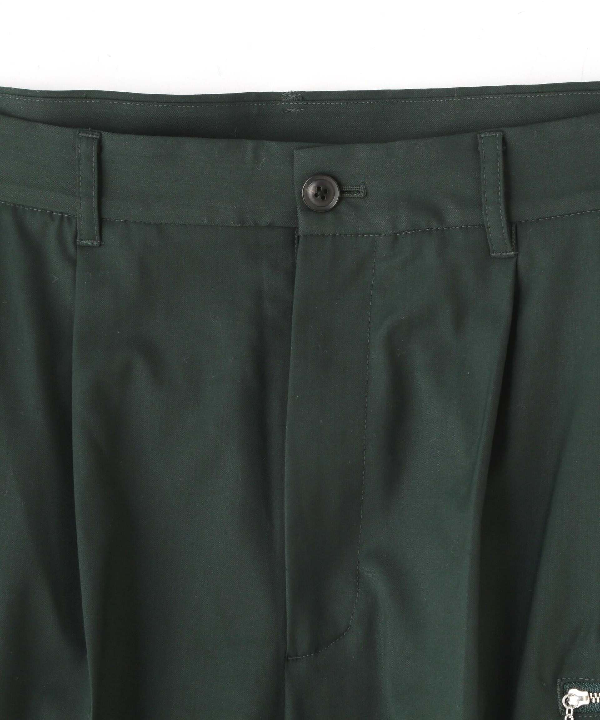 Dankeschon/ダンケシェーン/T> ZIP WIDE PANTS/ジップワイドパンツ グリーン