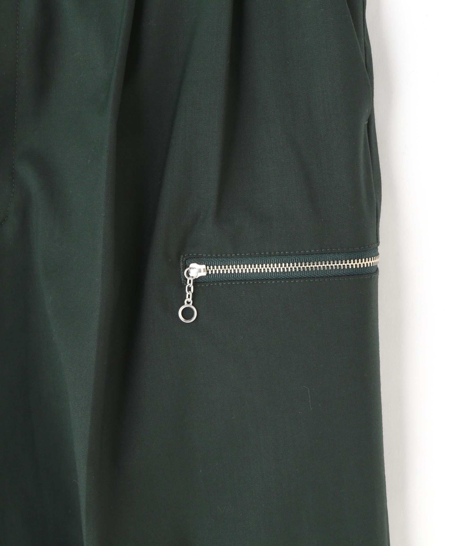 Dankeschon/ダンケシェーン/T> ZIP WIDE PANTS/ジップワイドパンツ グリーン