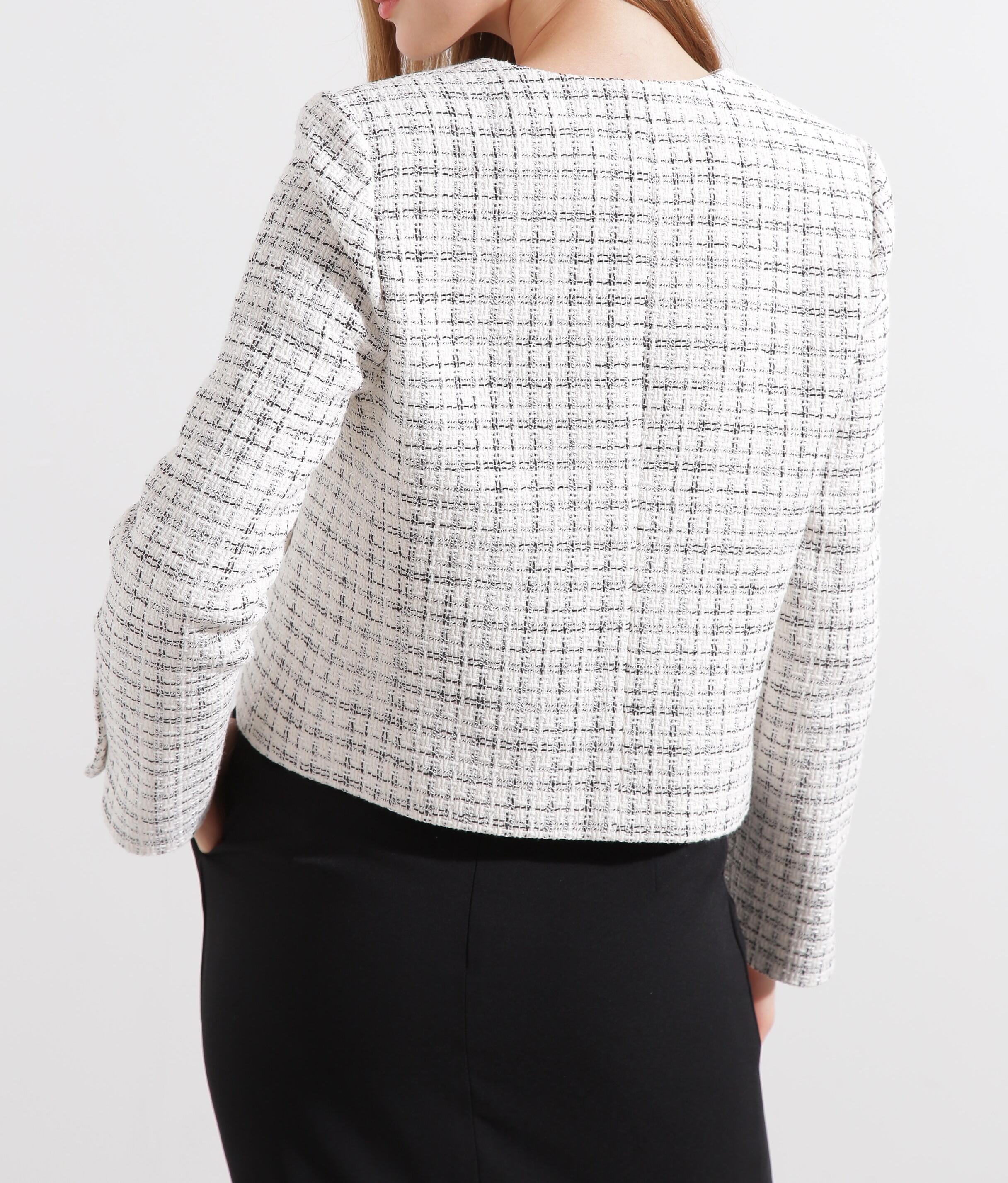 ◆スクエアーネックツイードジャケット ホワイト系1