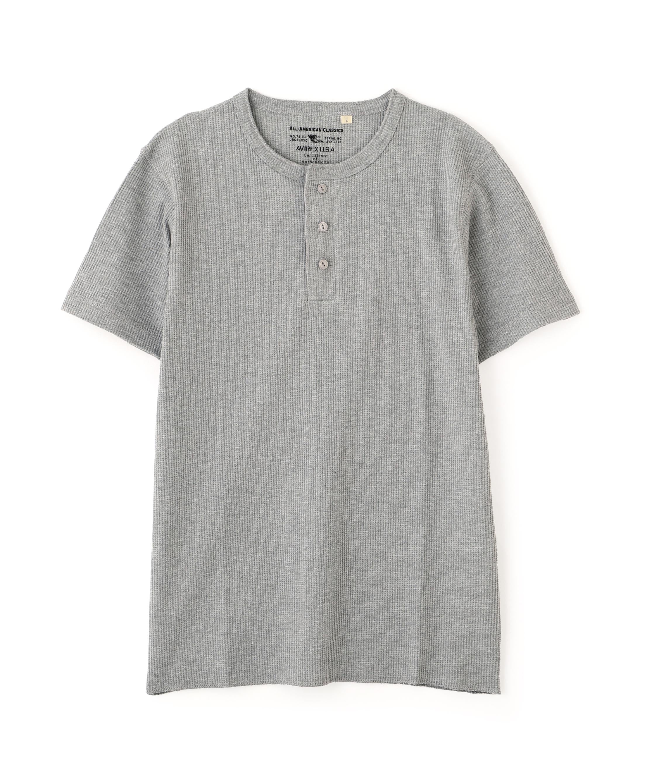 《DAILY/デイリー》THERMAL HENRY NECK T-SHIRT グレー