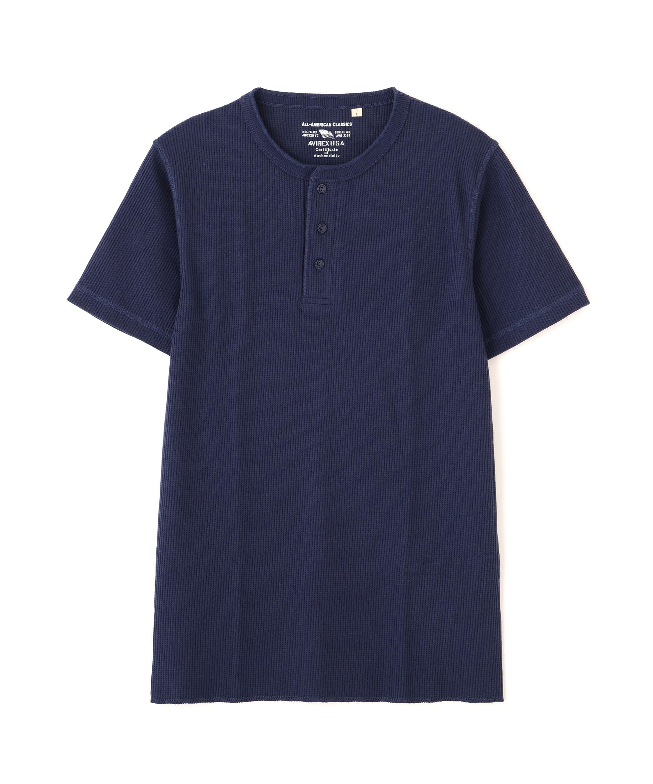 《DAILY/デイリー》THERMAL HENRY NECK T-SHIRT ネイビー