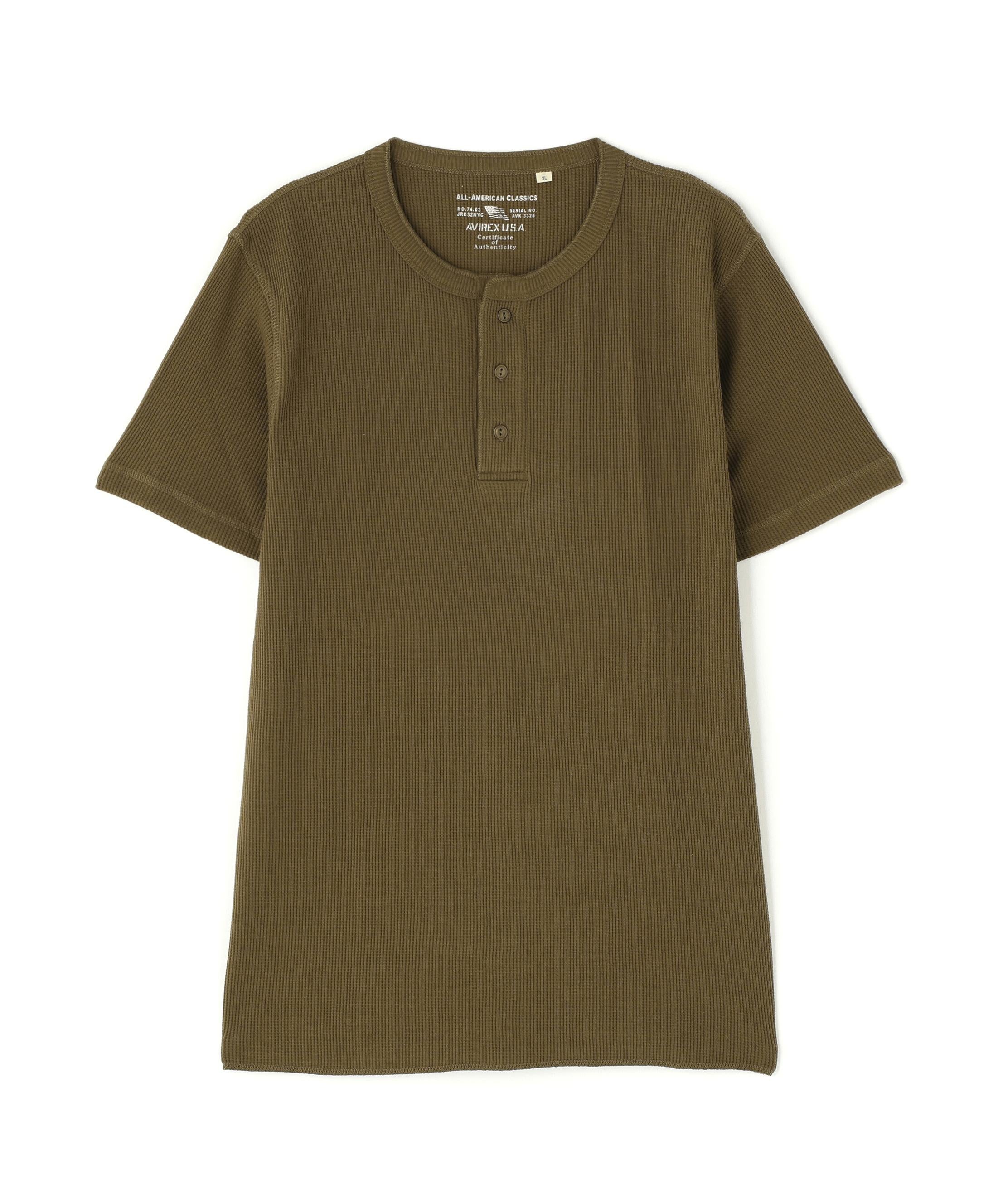 《DAILY/デイリー》THERMAL HENRY NECK T-SHIRT オリーブ