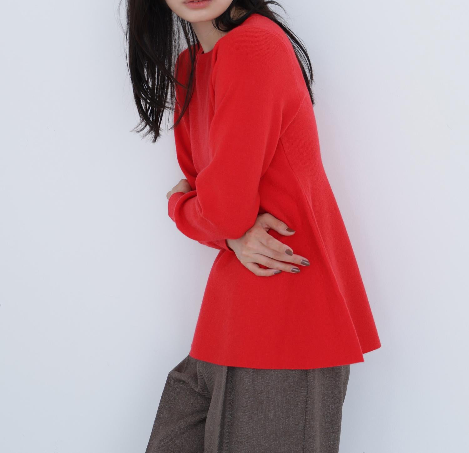 ペプラムチュニックニット レッド