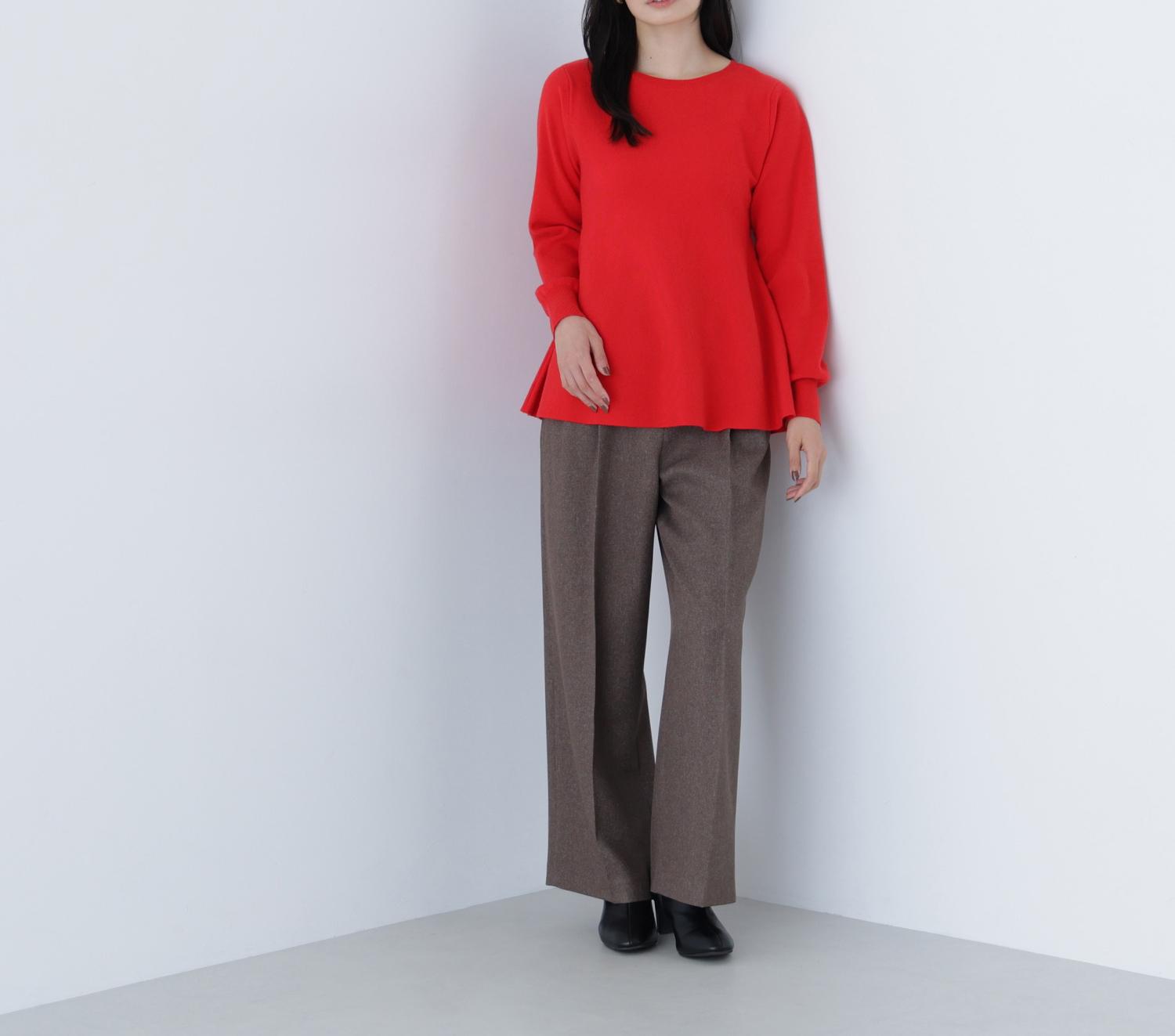 ペプラムチュニックニット レッド