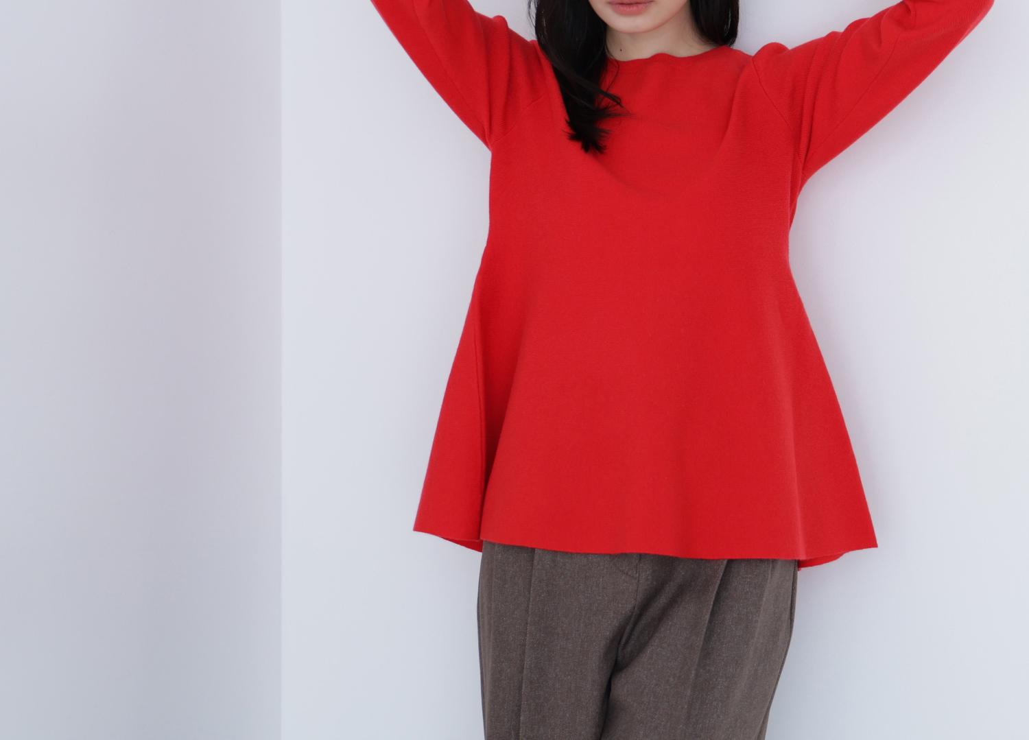 ペプラムチュニックニット レッド