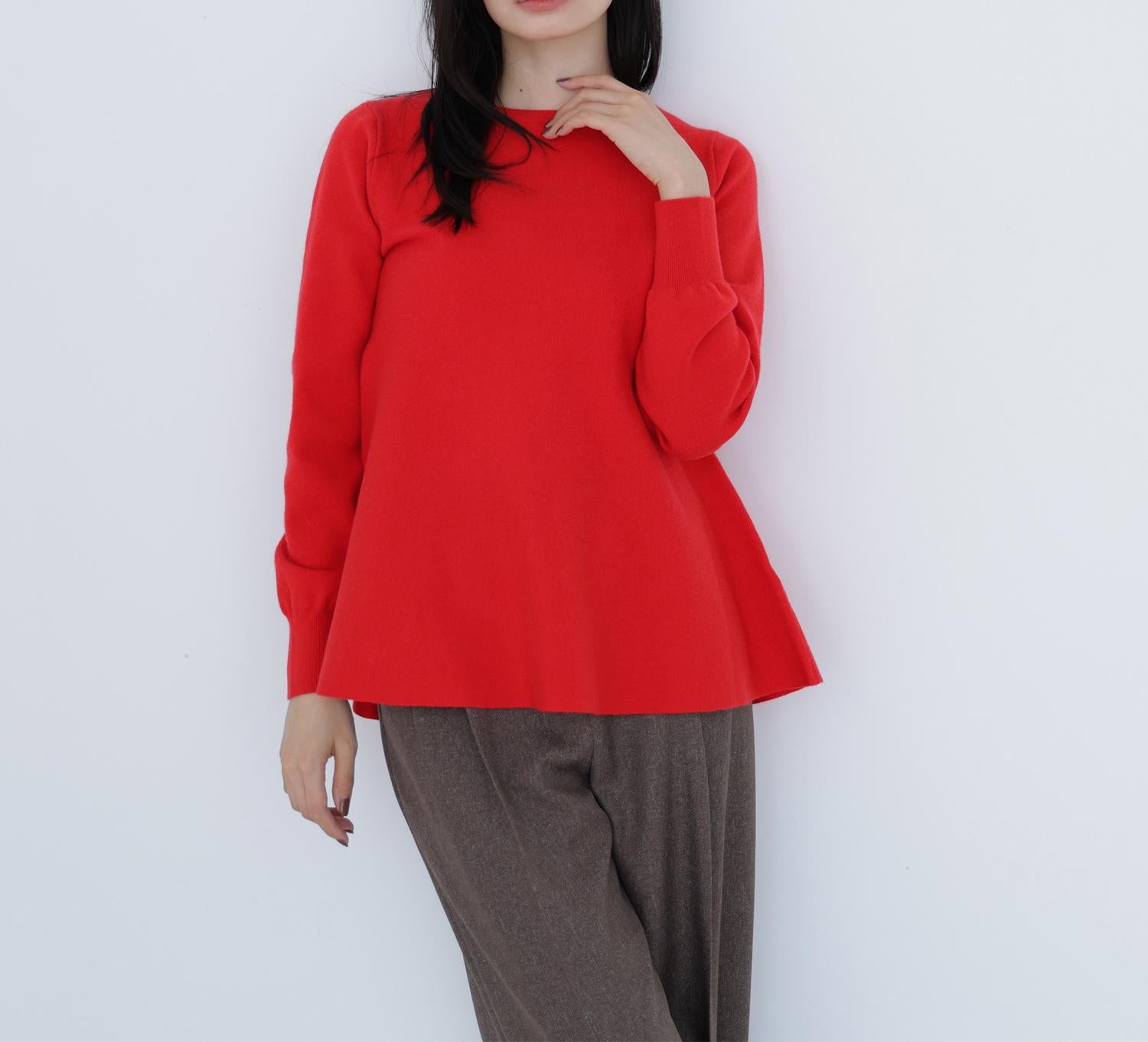 ペプラムチュニックニット レッド