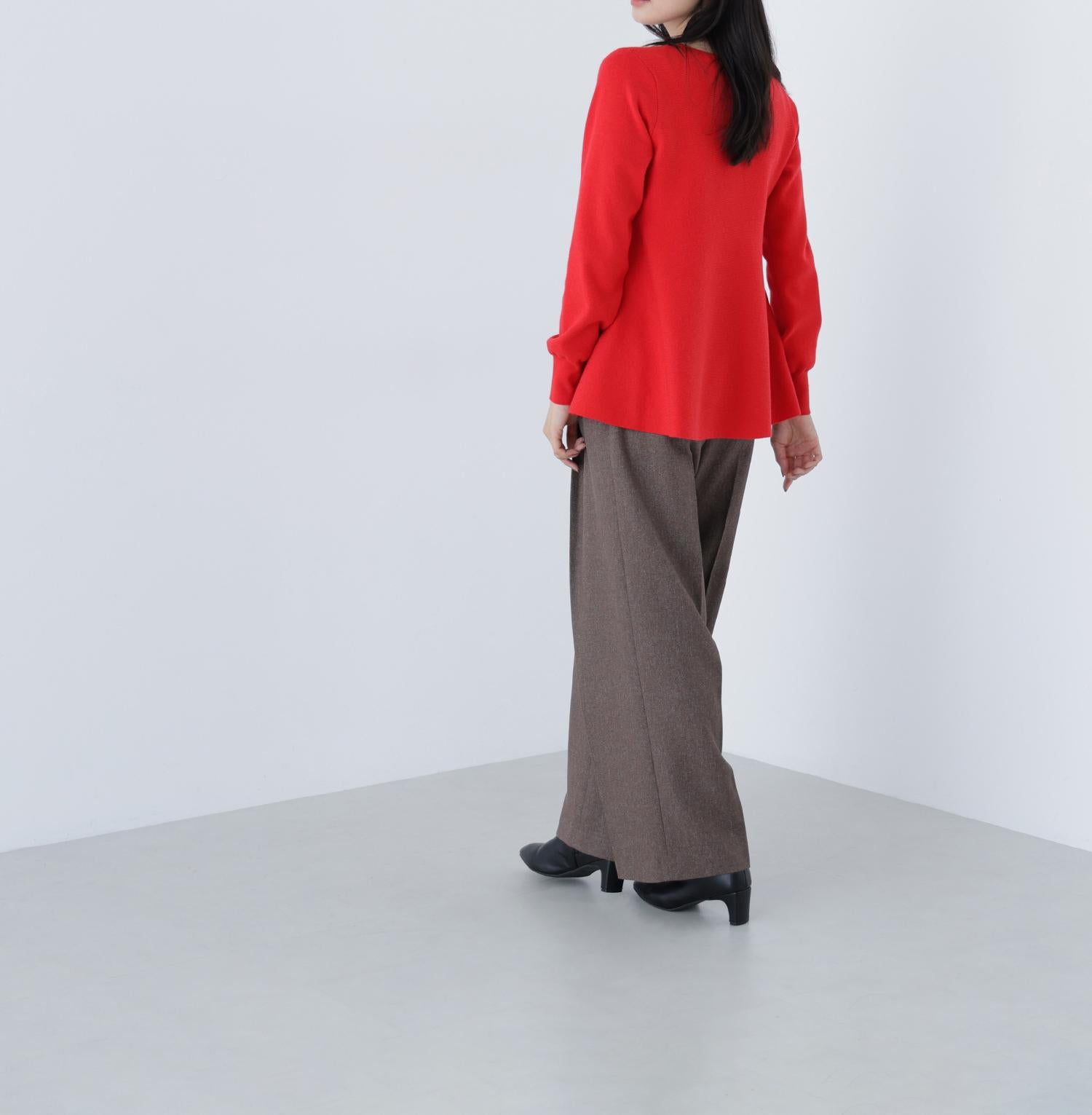 ペプラムチュニックニット レッド