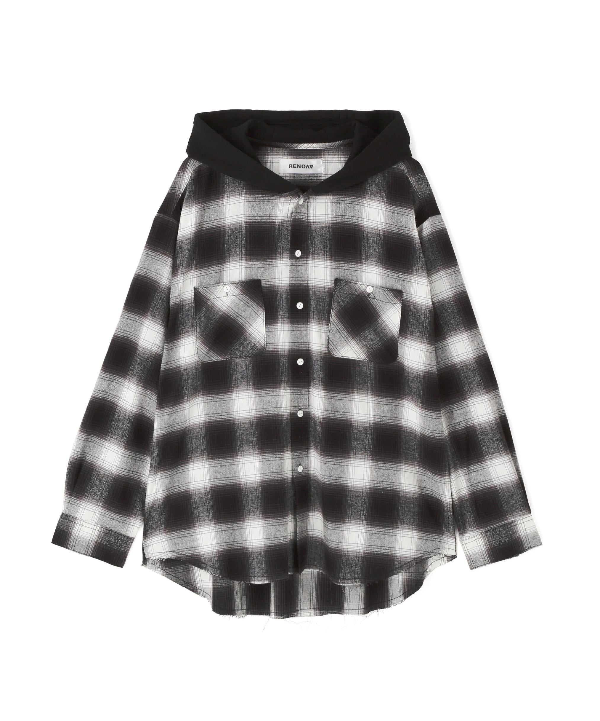 RENOVA/レノバ CUT SEAM HOODED SHIRTS ブラック