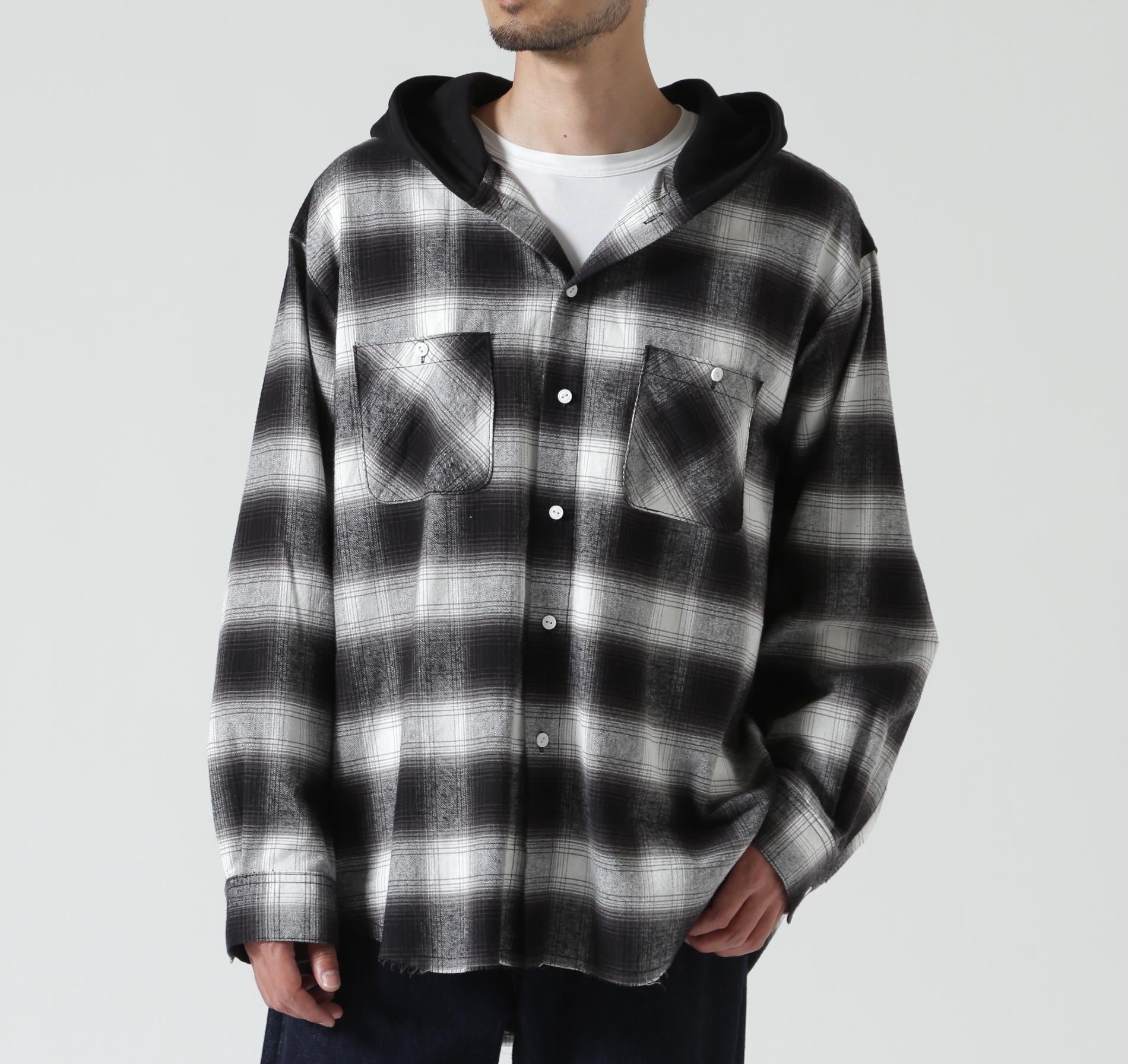 RENOVA/レノバ CUT SEAM HOODED SHIRTS ブラック