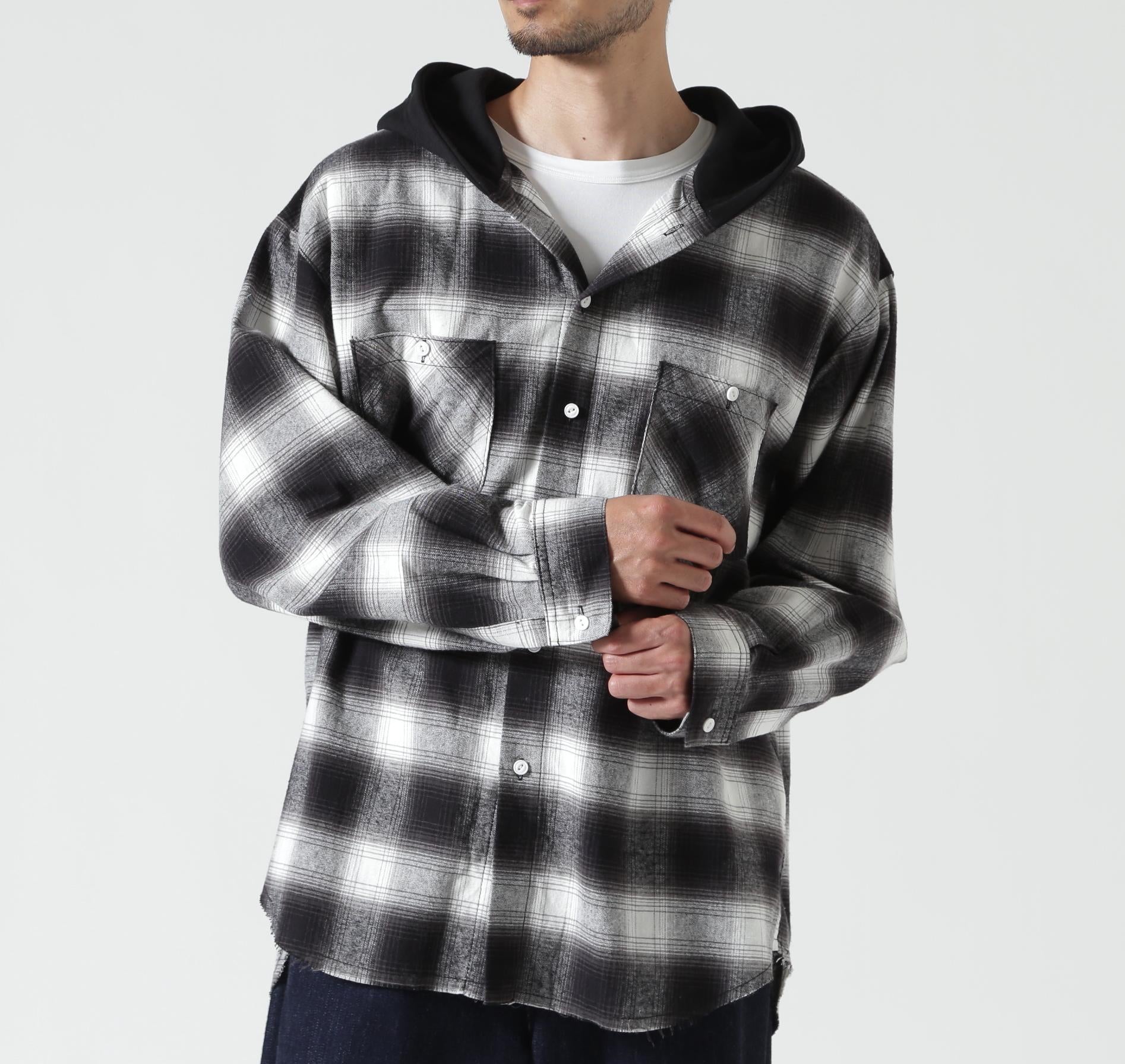 RENOVA/レノバ CUT SEAM HOODED SHIRTS ブラック
