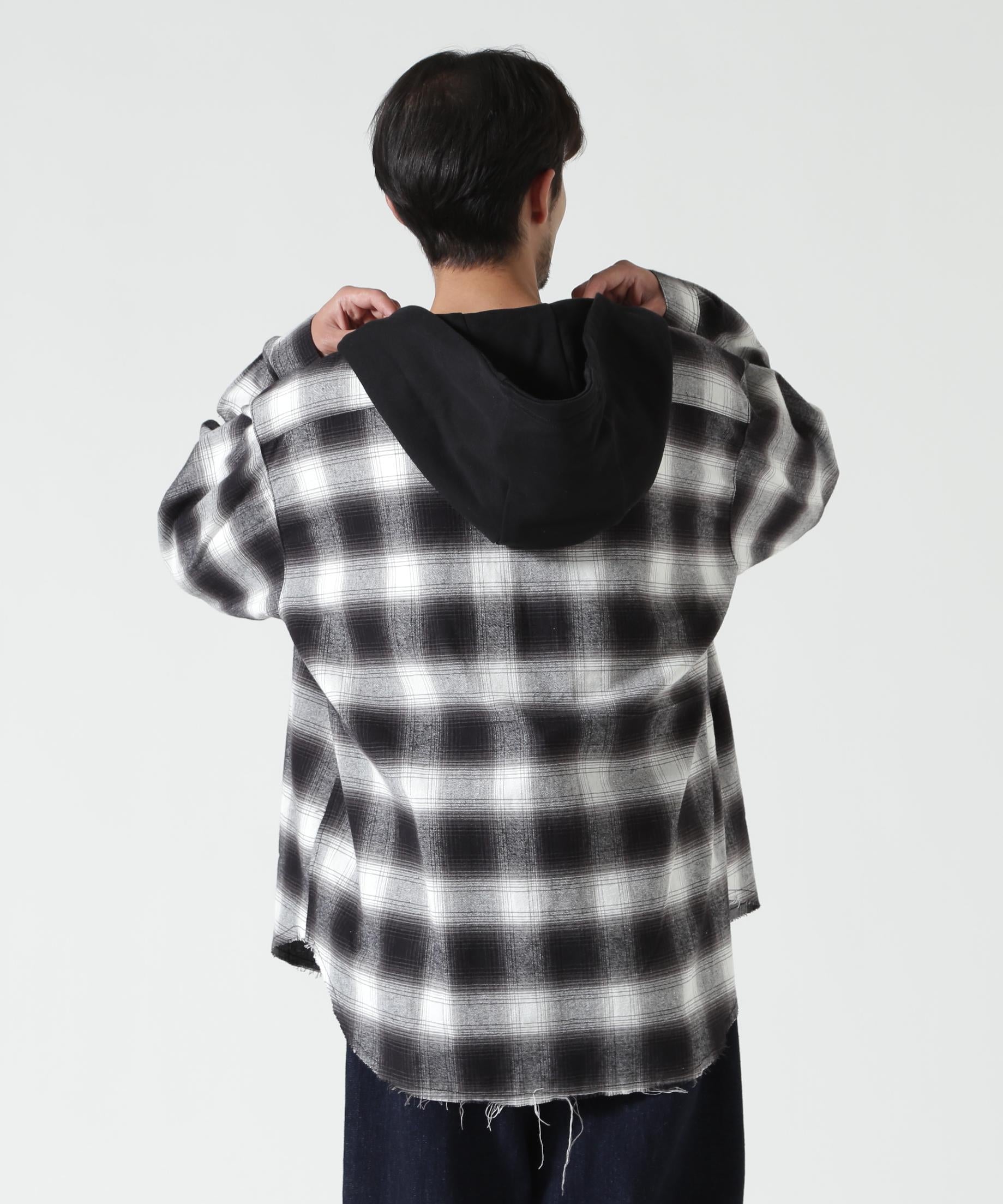 RENOVA/レノバ CUT SEAM HOODED SHIRTS ブラック