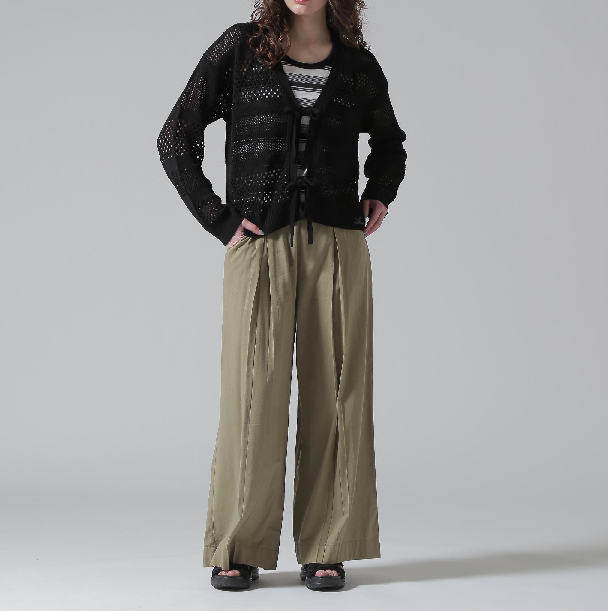 《直営店限定》MAC>AME >IRRON KNIT CA>DIGAN/マクラメリボンニットカーディガン ブラック