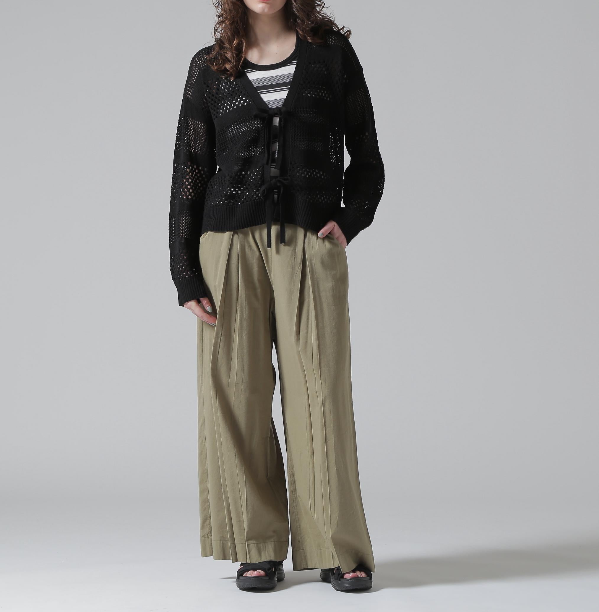 《直営店限定》MAC>AME >IRRON KNIT CA>DIGAN/マクラメリボンニットカーディガン ブラック