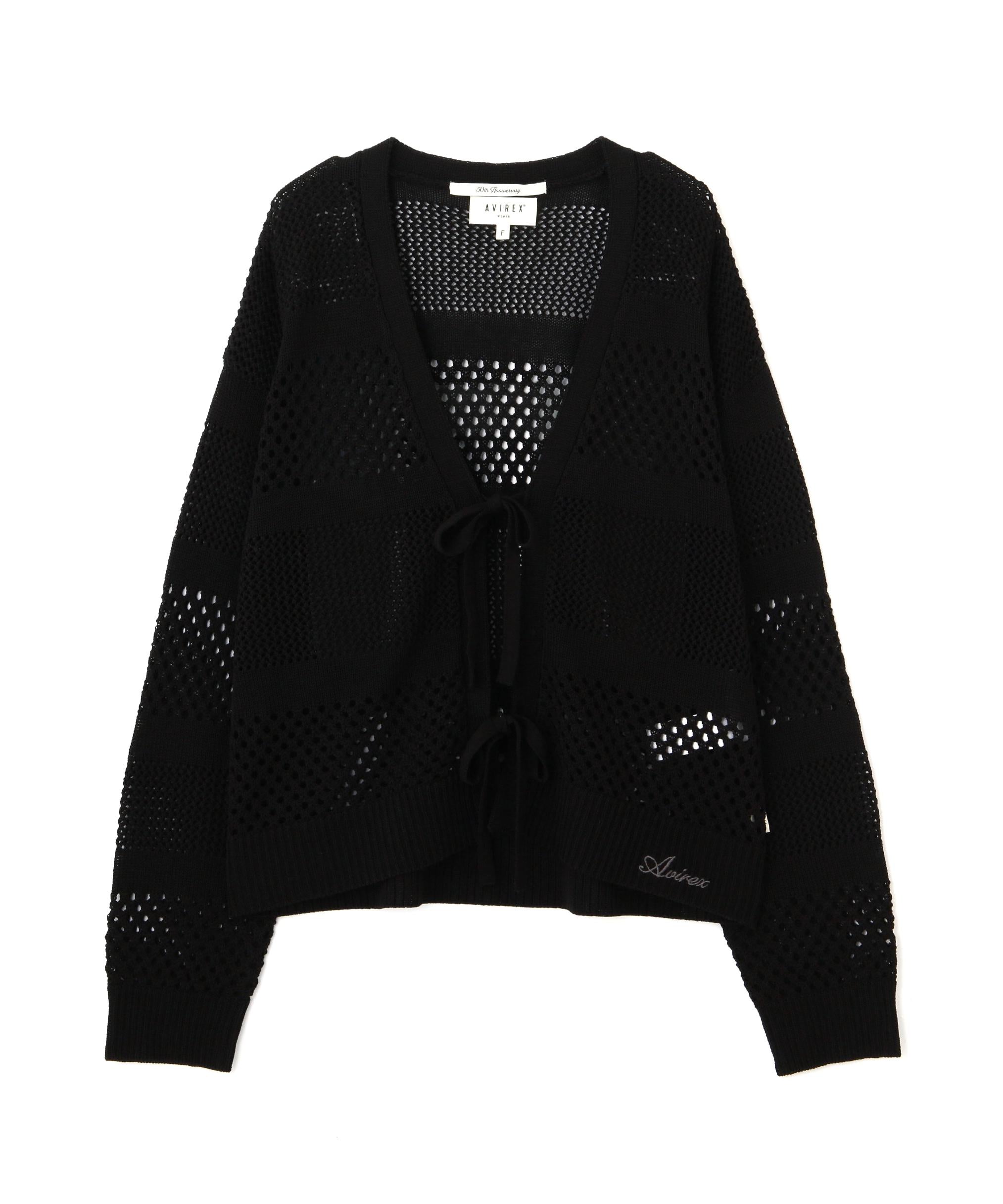 《直営店限定》MAC>AME >IRRON KNIT CA>DIGAN/マクラメリボンニットカーディガン ブラック