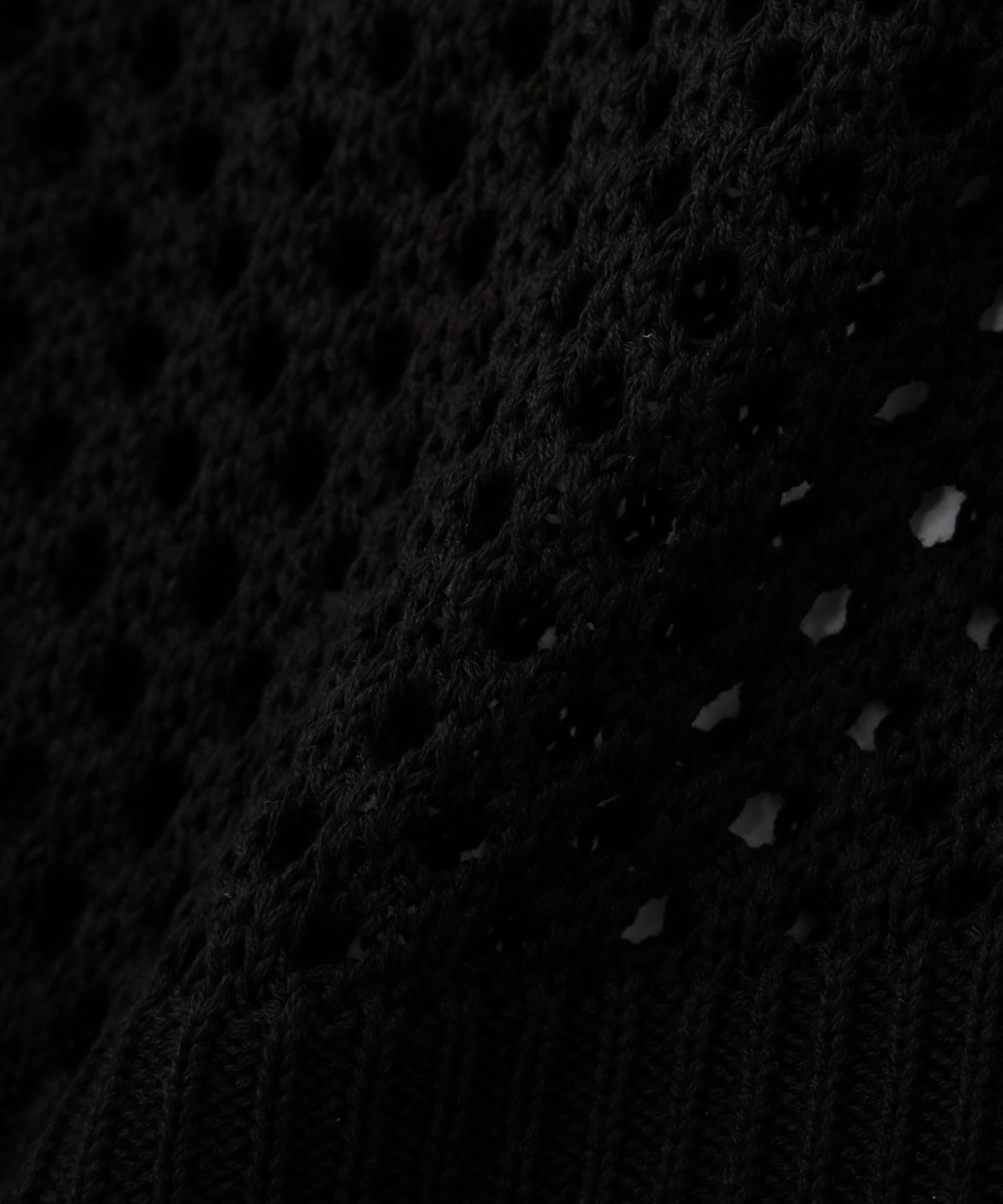 《直営店限定》MAC>AME >IRRON KNIT CA>DIGAN/マクラメリボンニットカーディガン ブラック