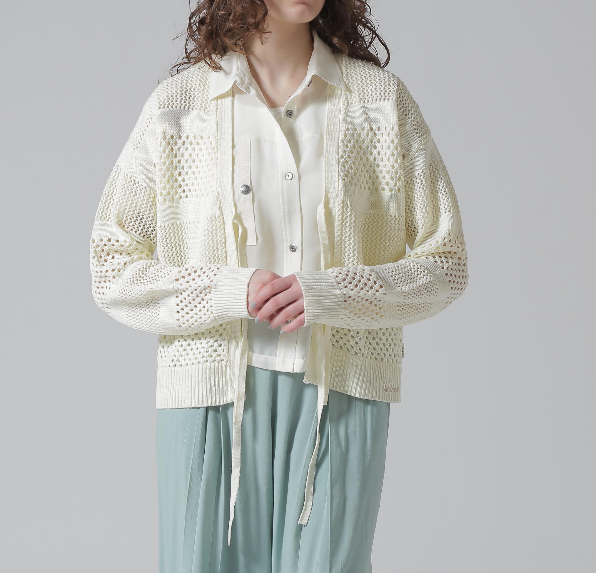 《直営店限定》MAC>AME >IRRON KNIT CA>DIGAN/マクラメリボンニットカーディガン オフホワイト3