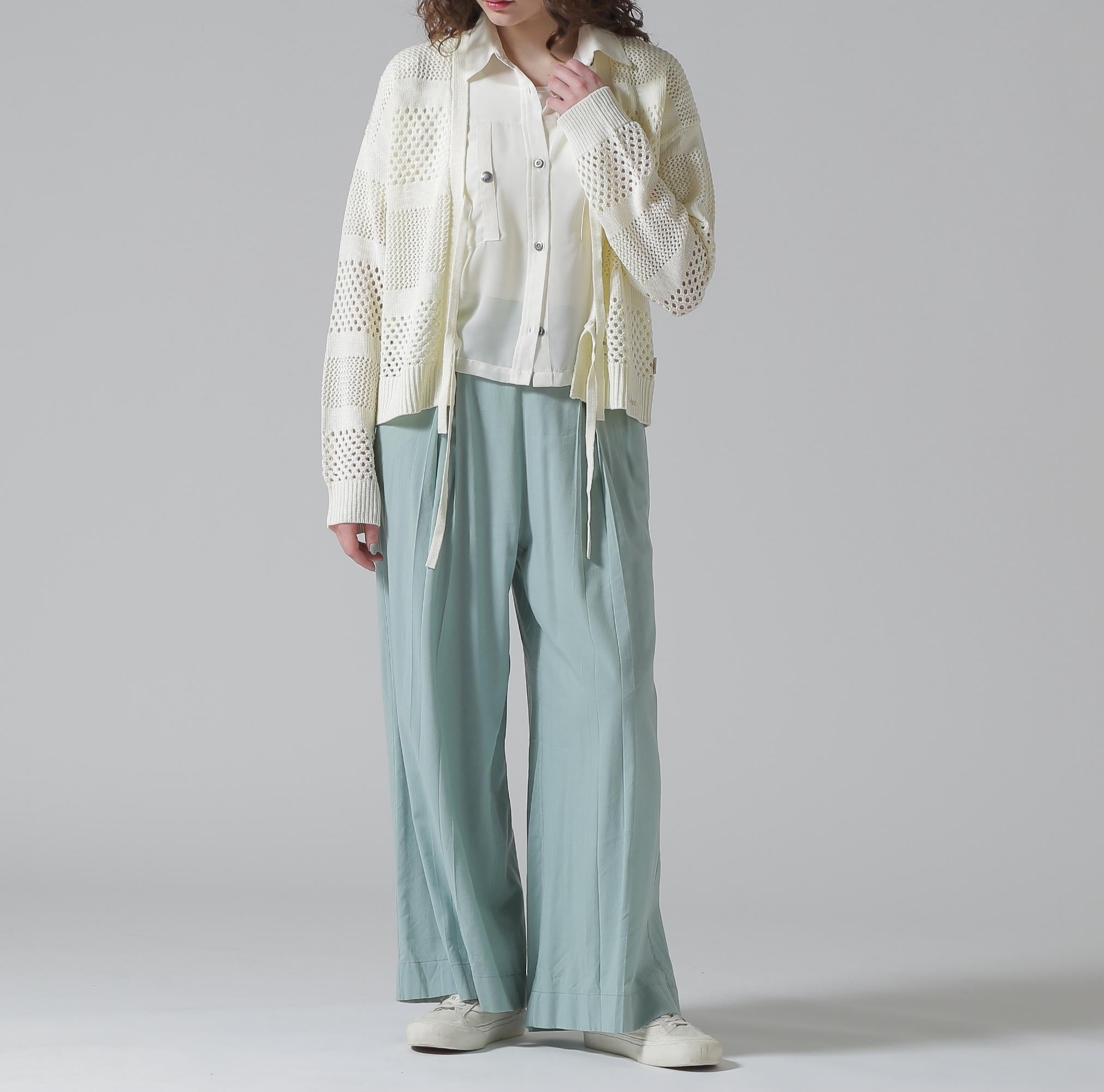 《直営店限定》MAC>AME >IRRON KNIT CA>DIGAN/マクラメリボンニットカーディガン オフホワイト3