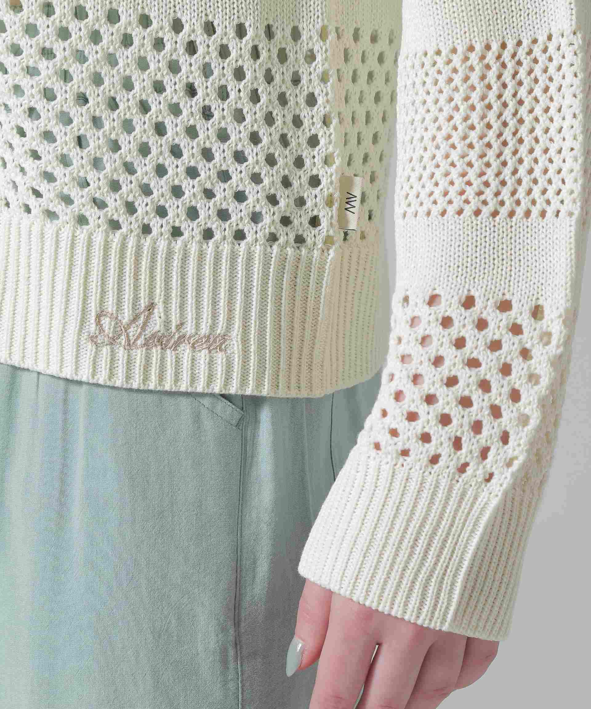 《直営店限定》MAC>AME >IRRON KNIT CA>DIGAN/マクラメリボンニットカーディガン オフホワイト3